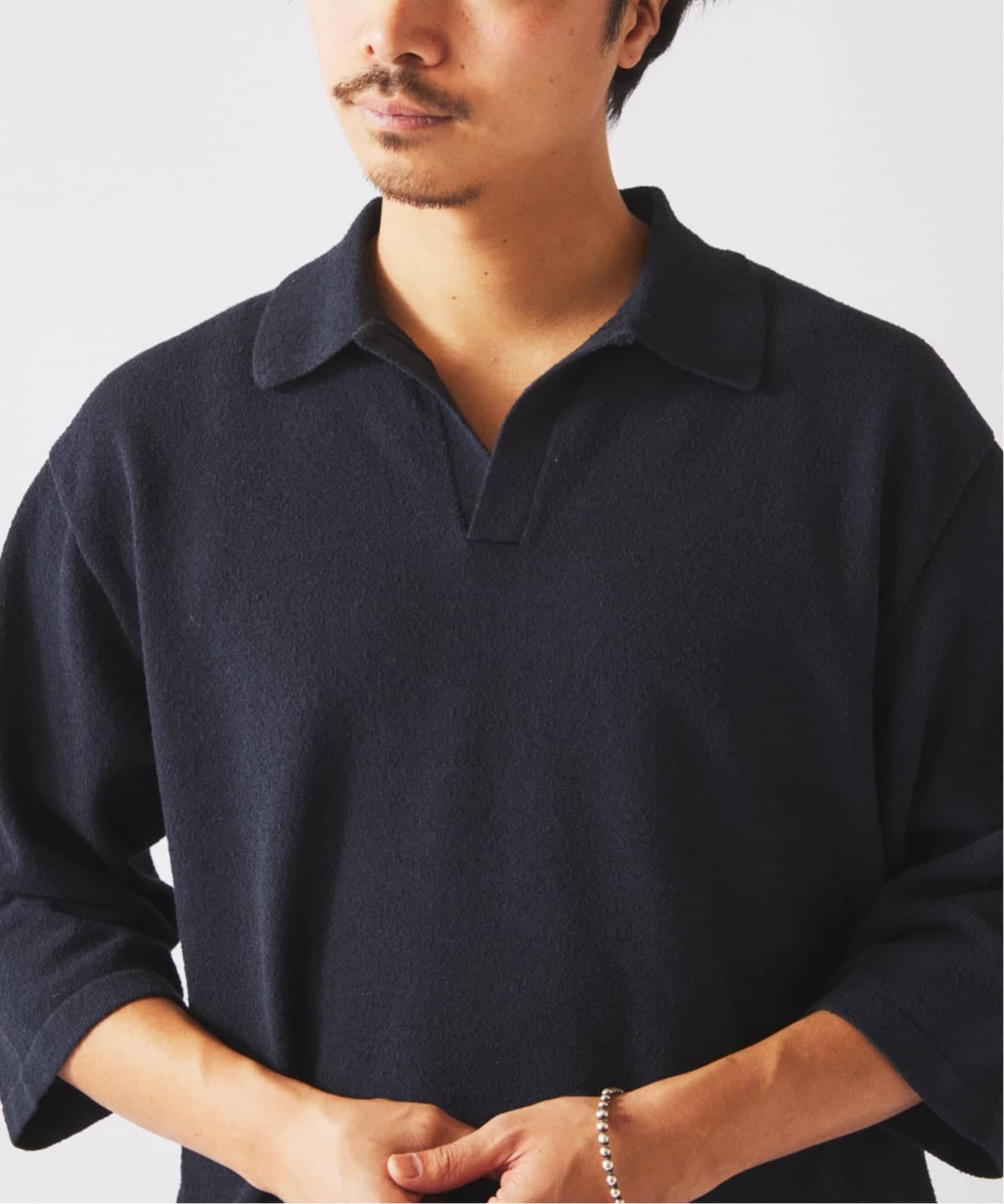 ウォッシャブル ブークレニット スキッパー ポロシャツ（Tシャツ