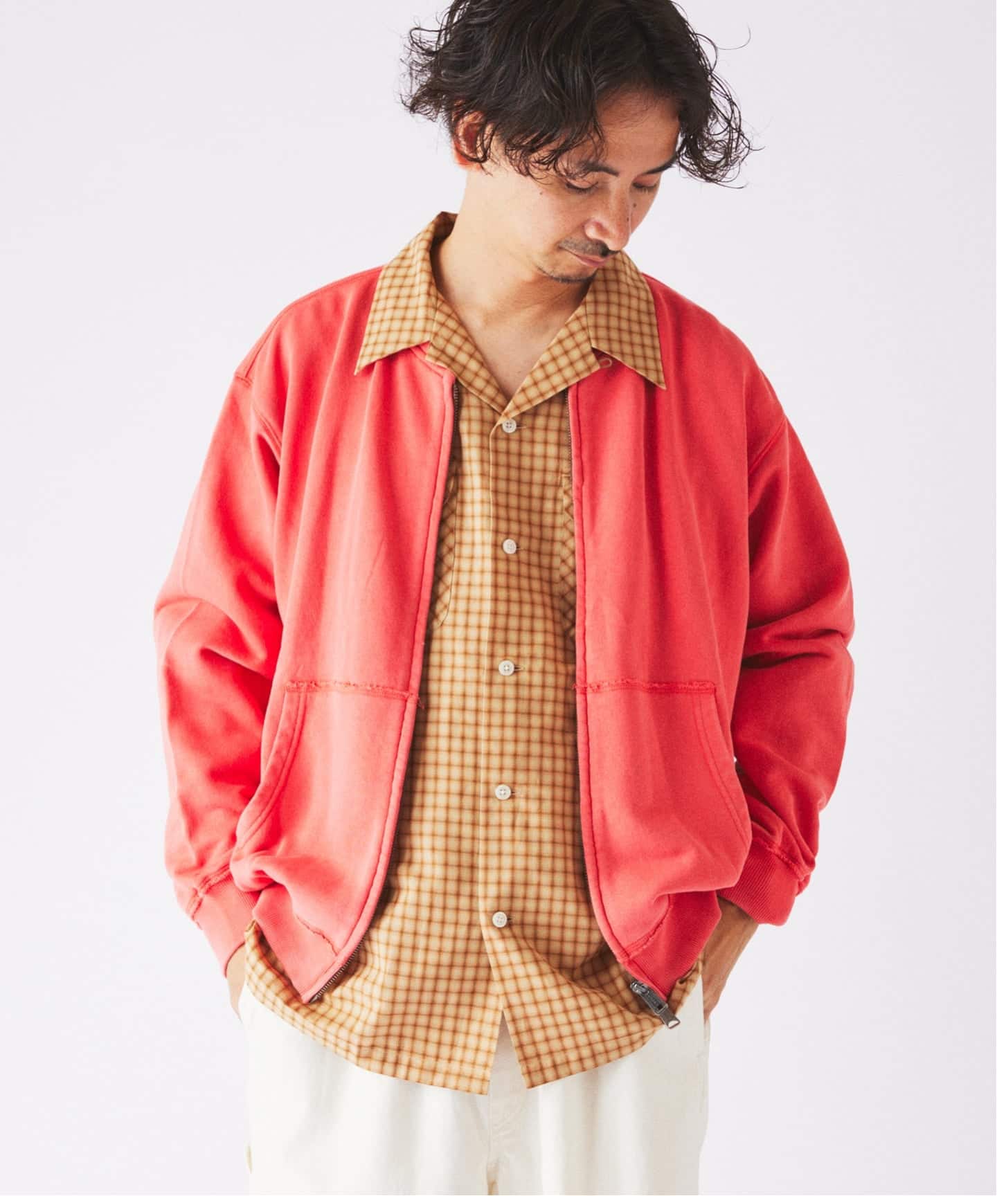 新品 Tostalgic clothing カーディガン スウェット　デニム 予約》ラフカット ノーカラー スウェット カーディガン（カーディガン