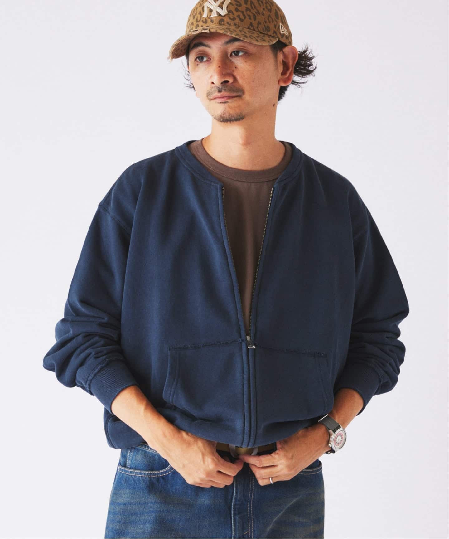 予約》ラフカット ノーカラー スウェット カーディガン（カーディガン