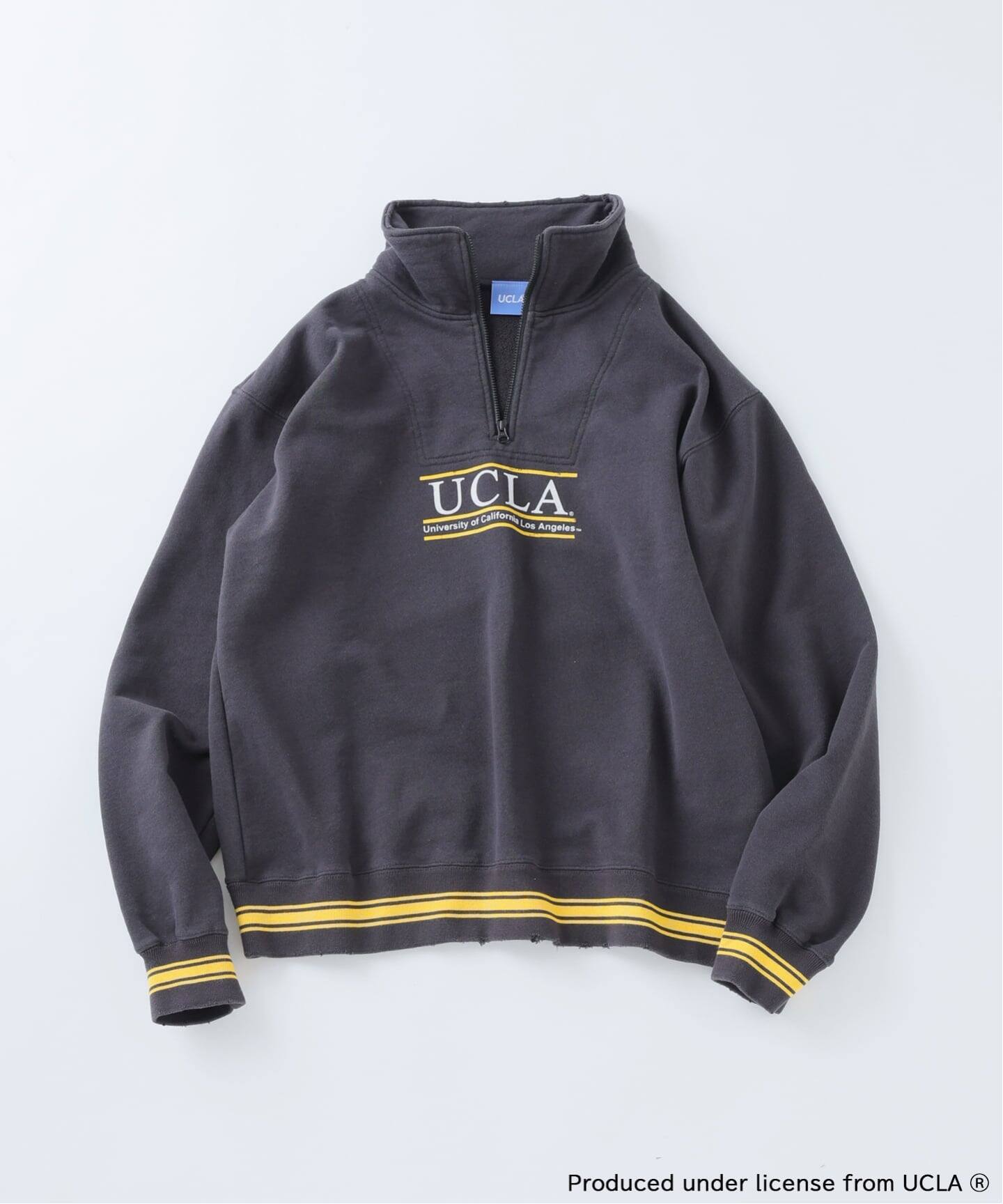 UCLA×relume ヴィンテージ加工スウェット/ハーフジップ・ヘンリー 