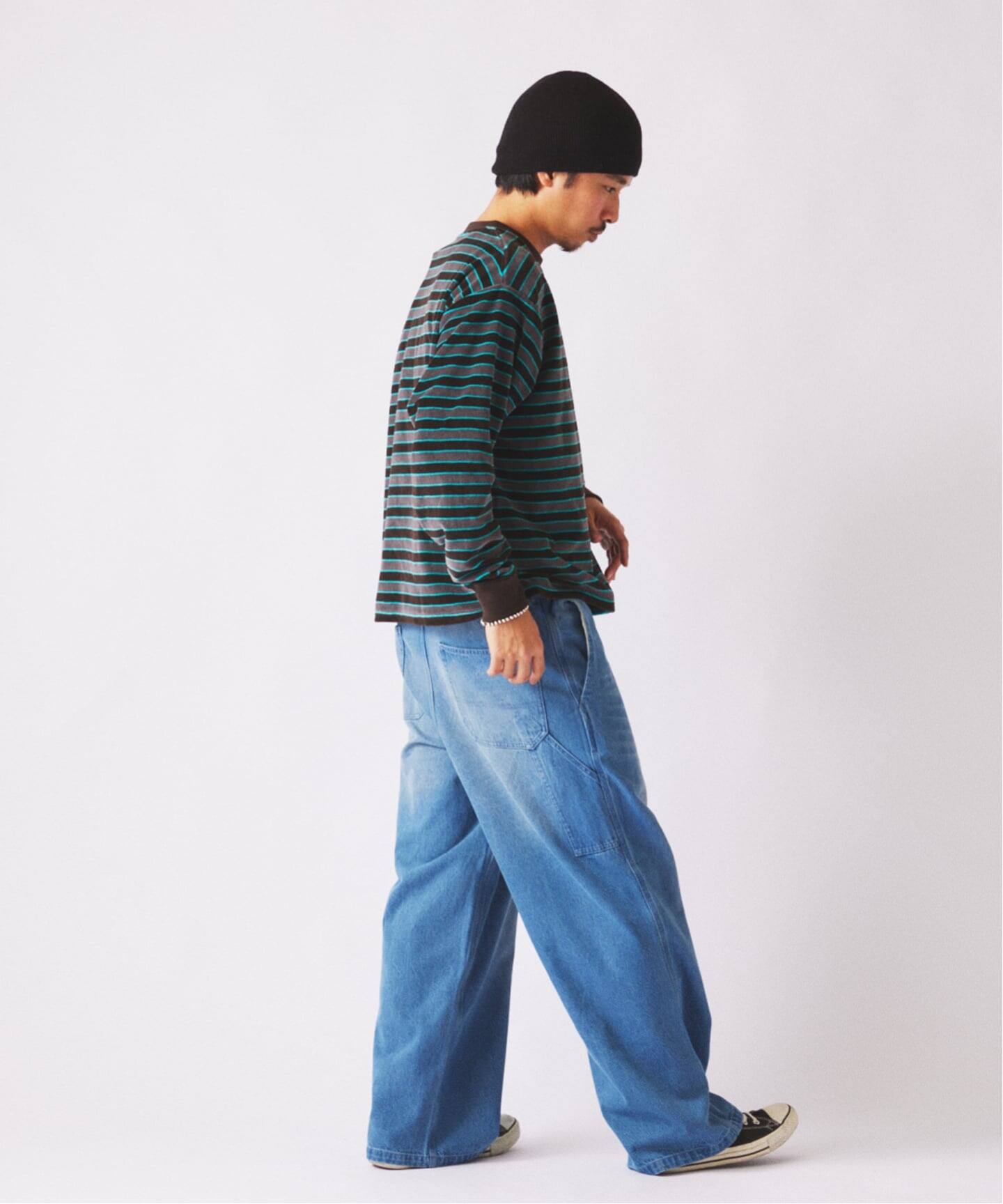 ベルベットタッチ ベロアボーダー ロンT（Tシャツ／カットソー