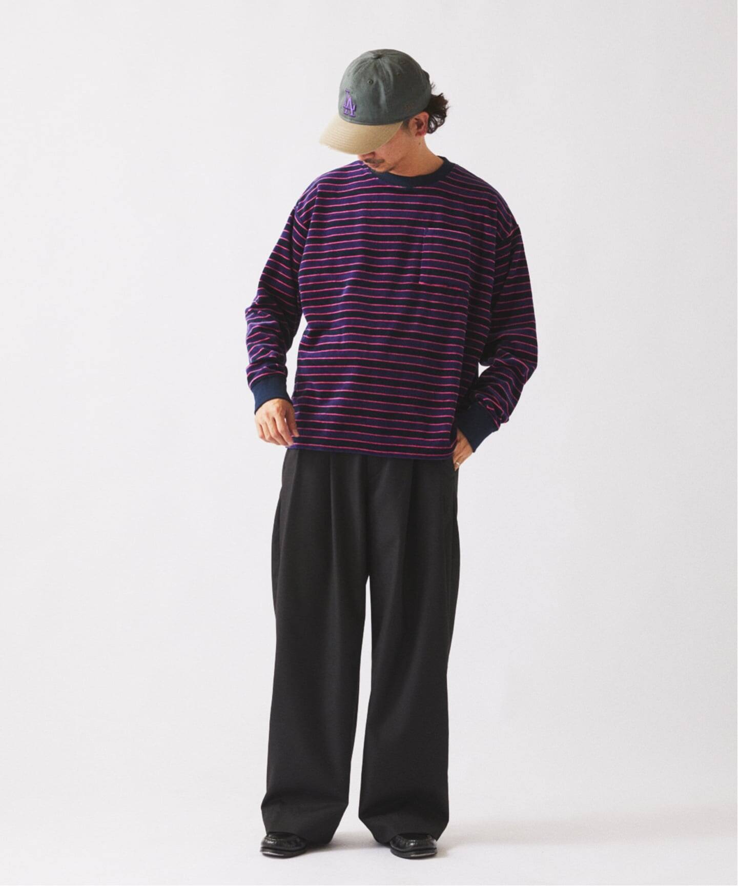 ベルベットタッチ ベロアボーダー ロンT（Tシャツ／カットソー