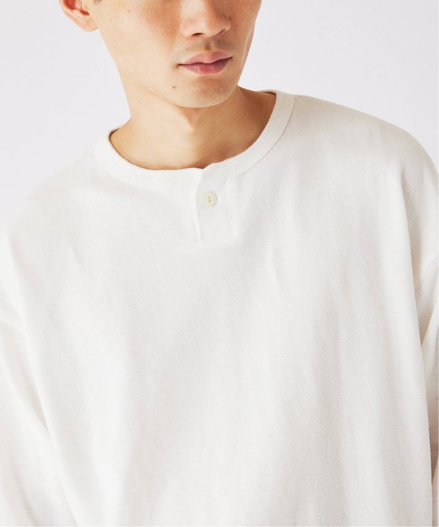 ブロック インレイ 1ボタン ヘンリーネック（Tシャツ／カットソー