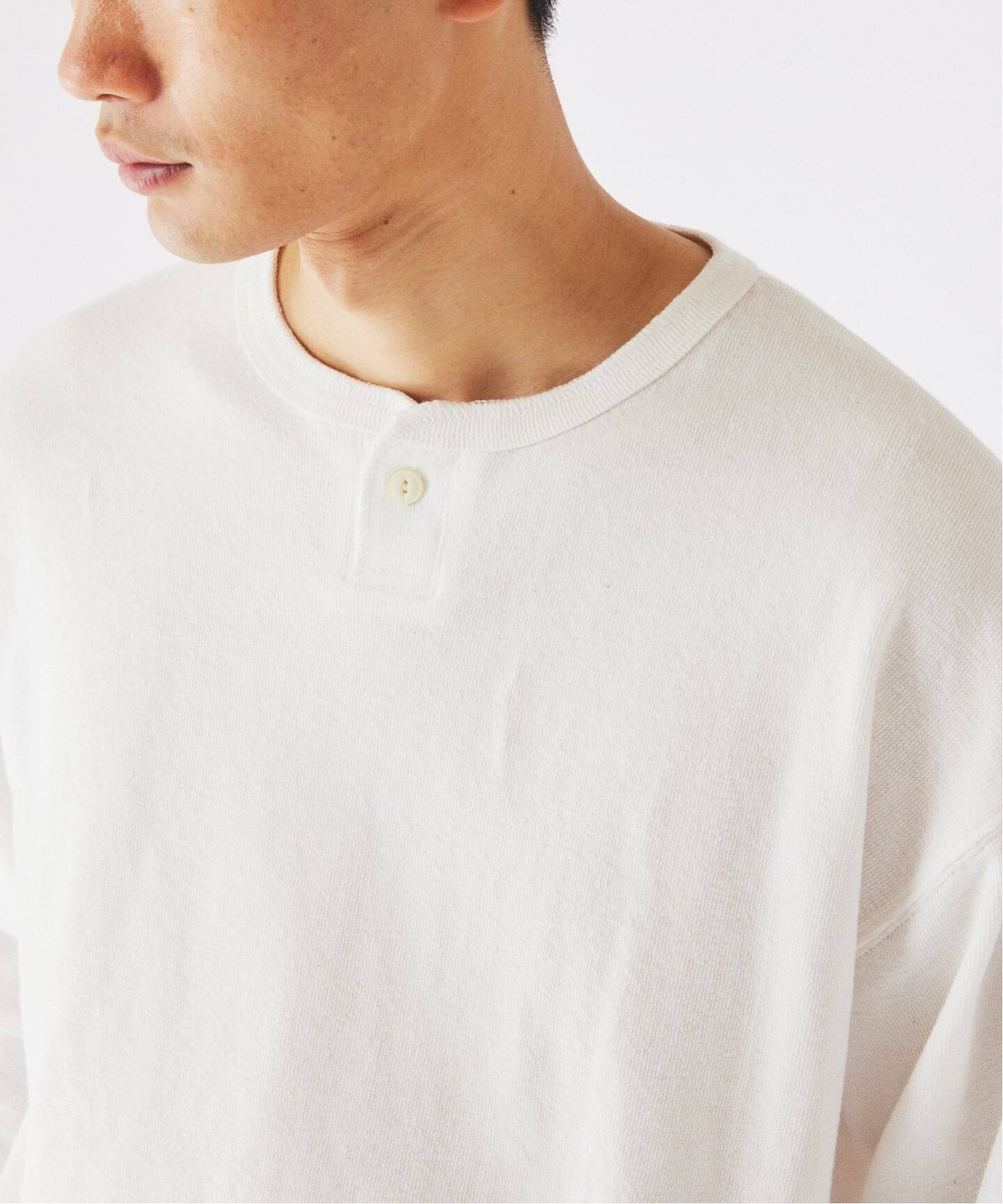 ブロック インレイ 1ボタン ヘンリーネック（Tシャツ／カットソー