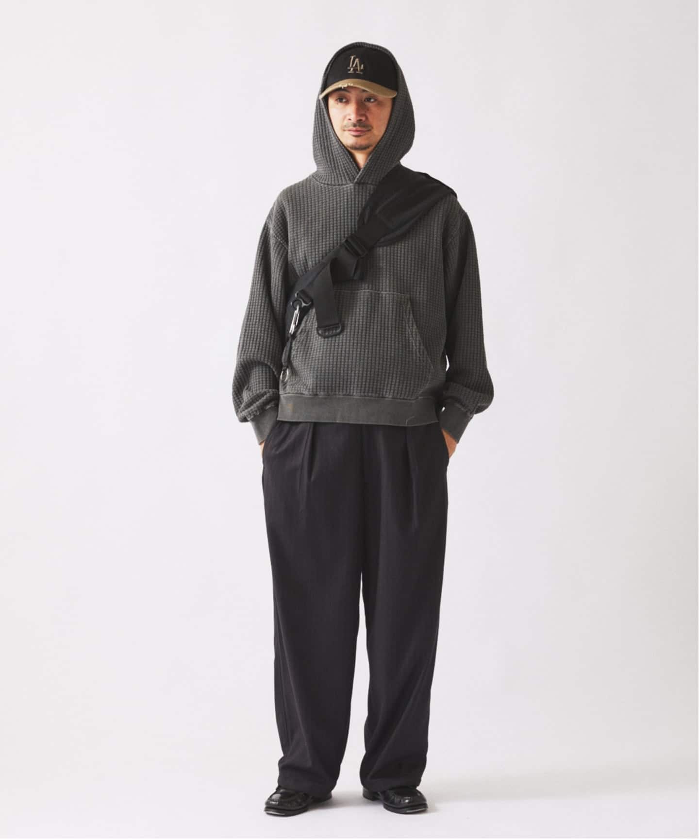 新品 ドゥーズィエムクラス ワッフル パーカー 黒 ワッフルパーカー （パーカー）｜MICHEL KLEIN HOMME / ミッシェル