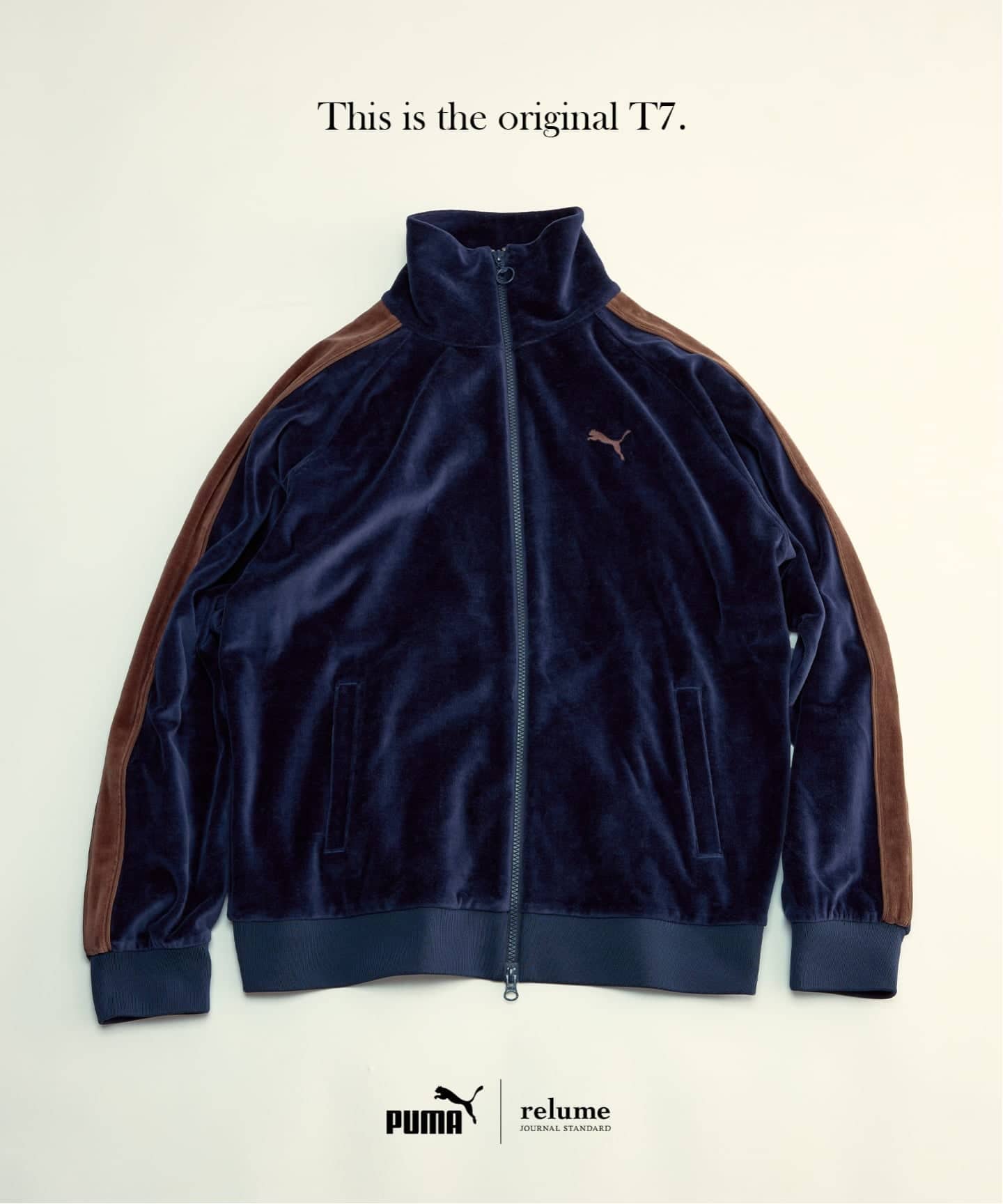 【未使用・タグ付】別注PUMA T7 ベロアトラックジャケット/ネイビー WEB限定追加予約》PUMA / プーマ 別注 ”T7” ベロア トラックジャケット