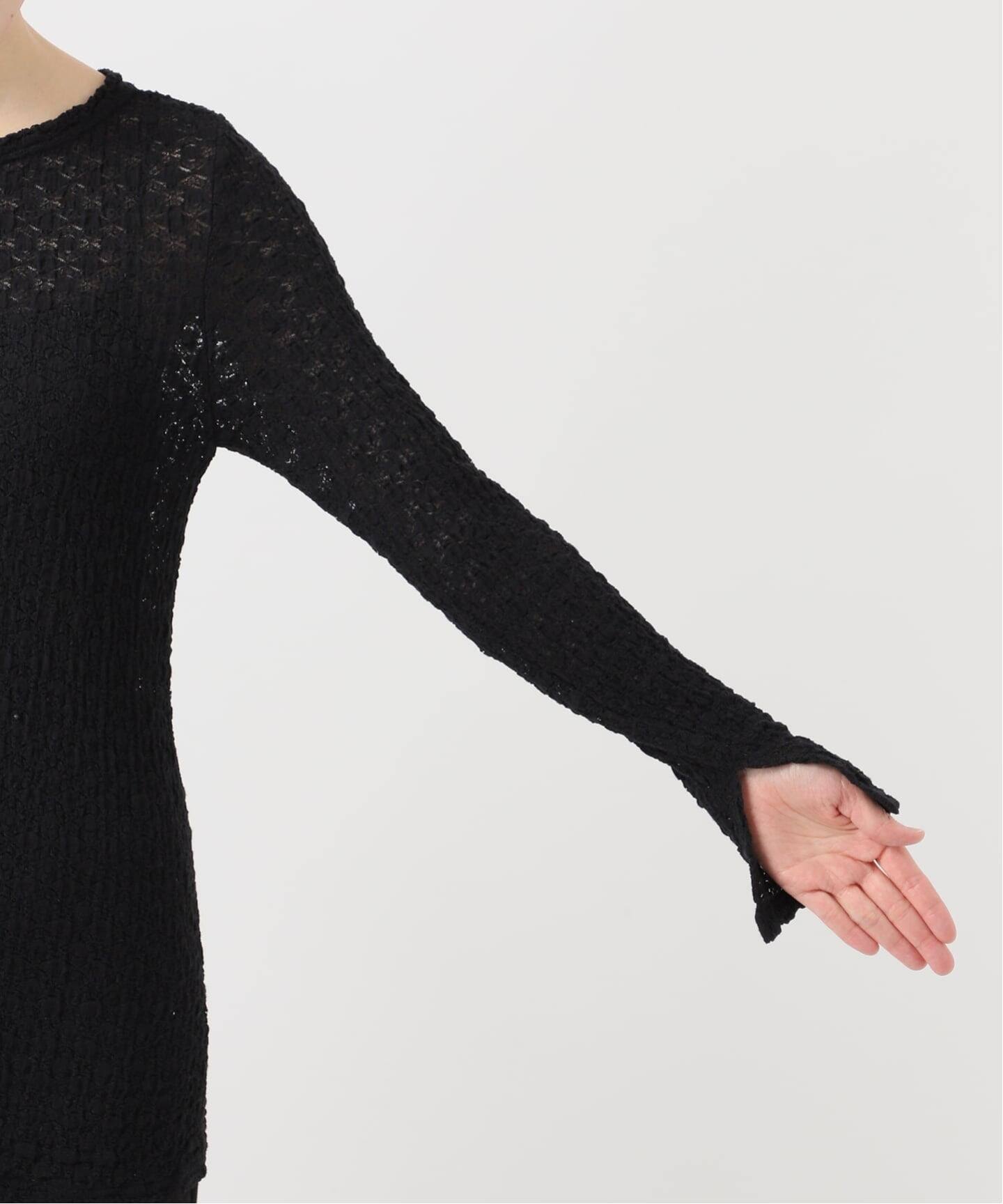 EMILY WEEK オーガニックコットン混レースプルオーバー ブラック オーガニックコットン混レースプルオーバー（Tシャツ／カットソー