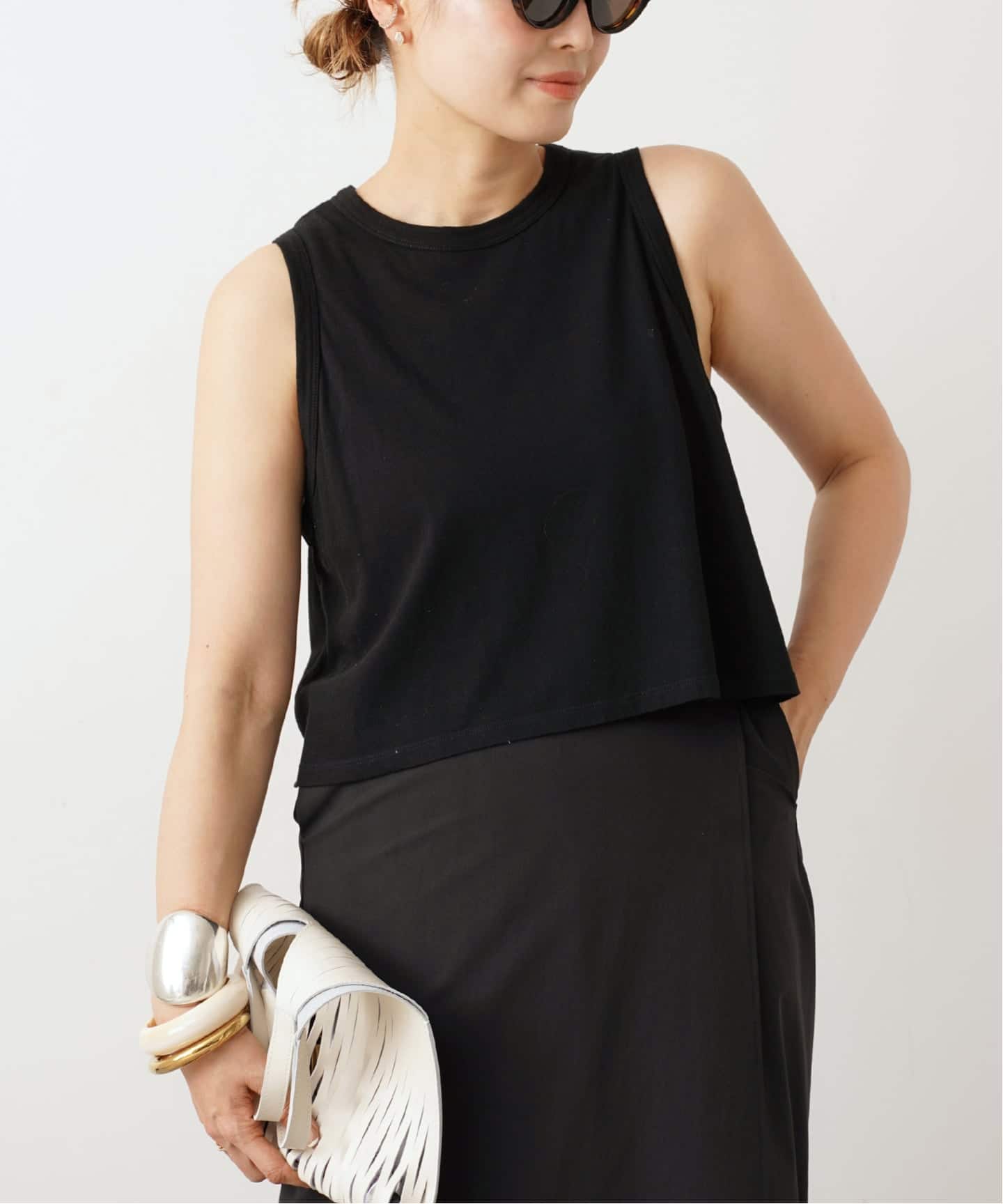 Deuxieme Classe セルリ CROPPED タンクトップ　ブラック CELERI CROPPED タンクトップ（タンクトップ）｜Deuxieme Classe