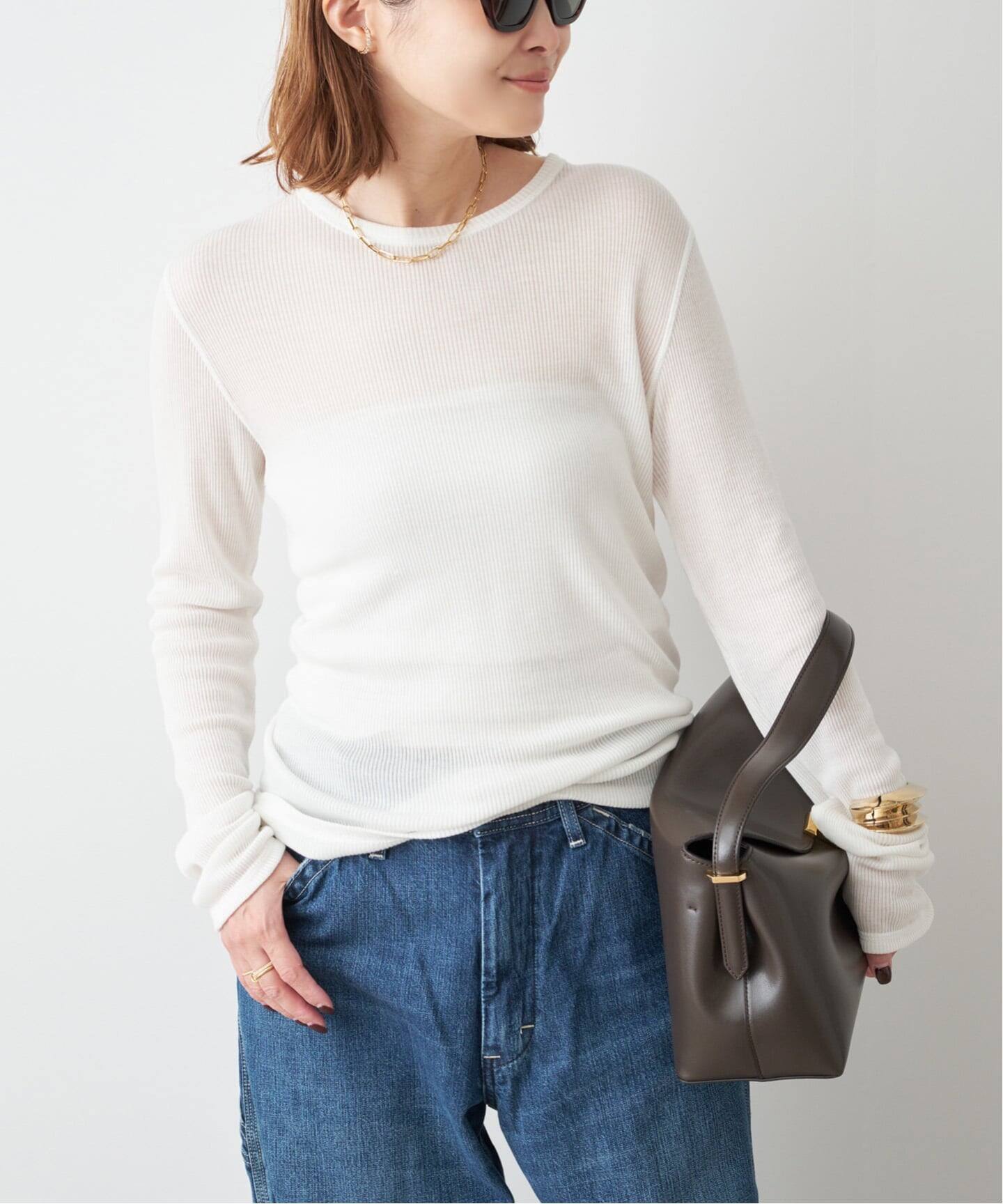 未使用　Deuxieme Classe　テレコロングスリーブプルオーバー　グレー テレコ ロングスリーブ プルオーバー（Tシャツ／カットソー