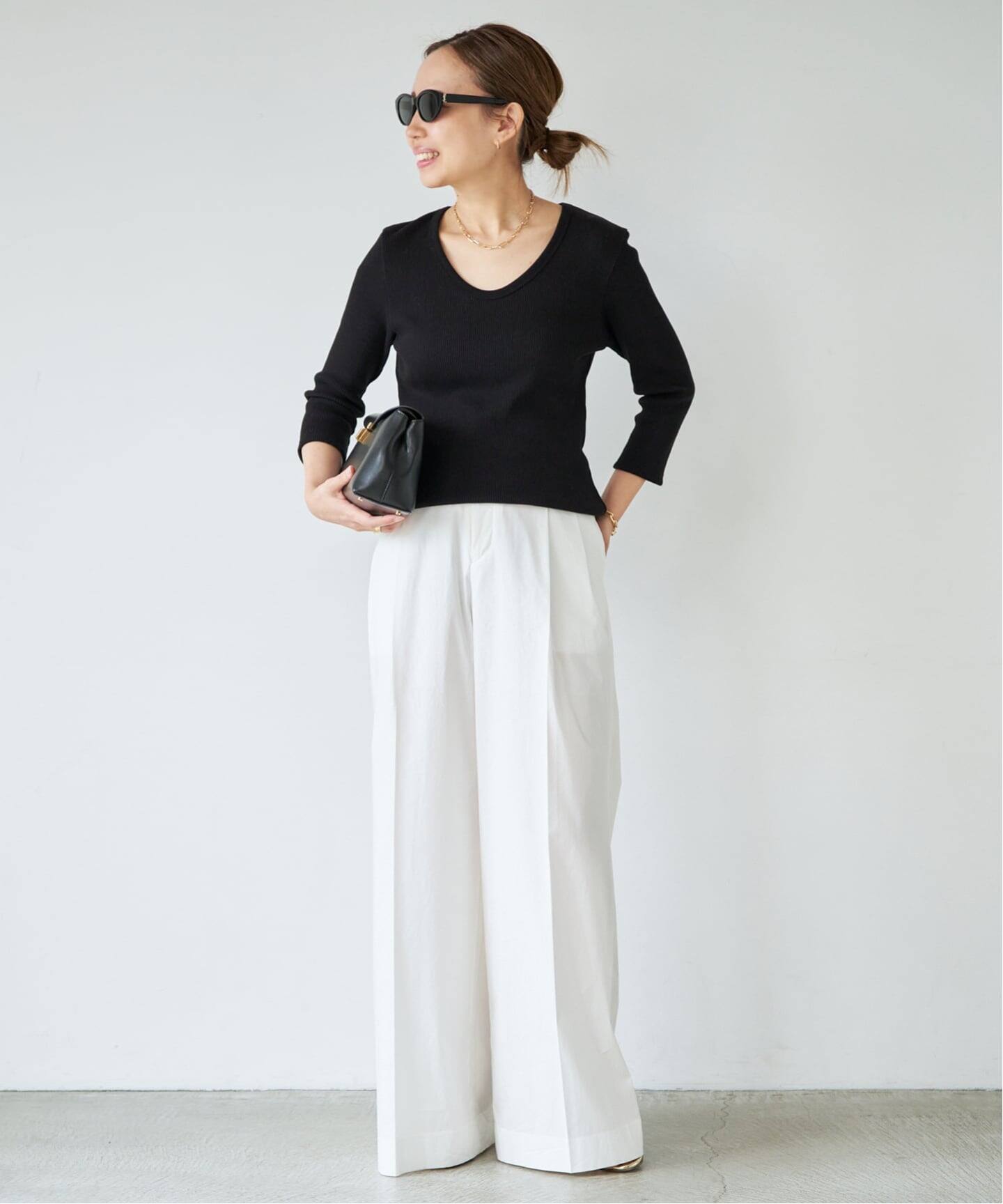 Rib Open Neck プルオーバー（Tシャツ／カットソー）｜Deuxieme Classe