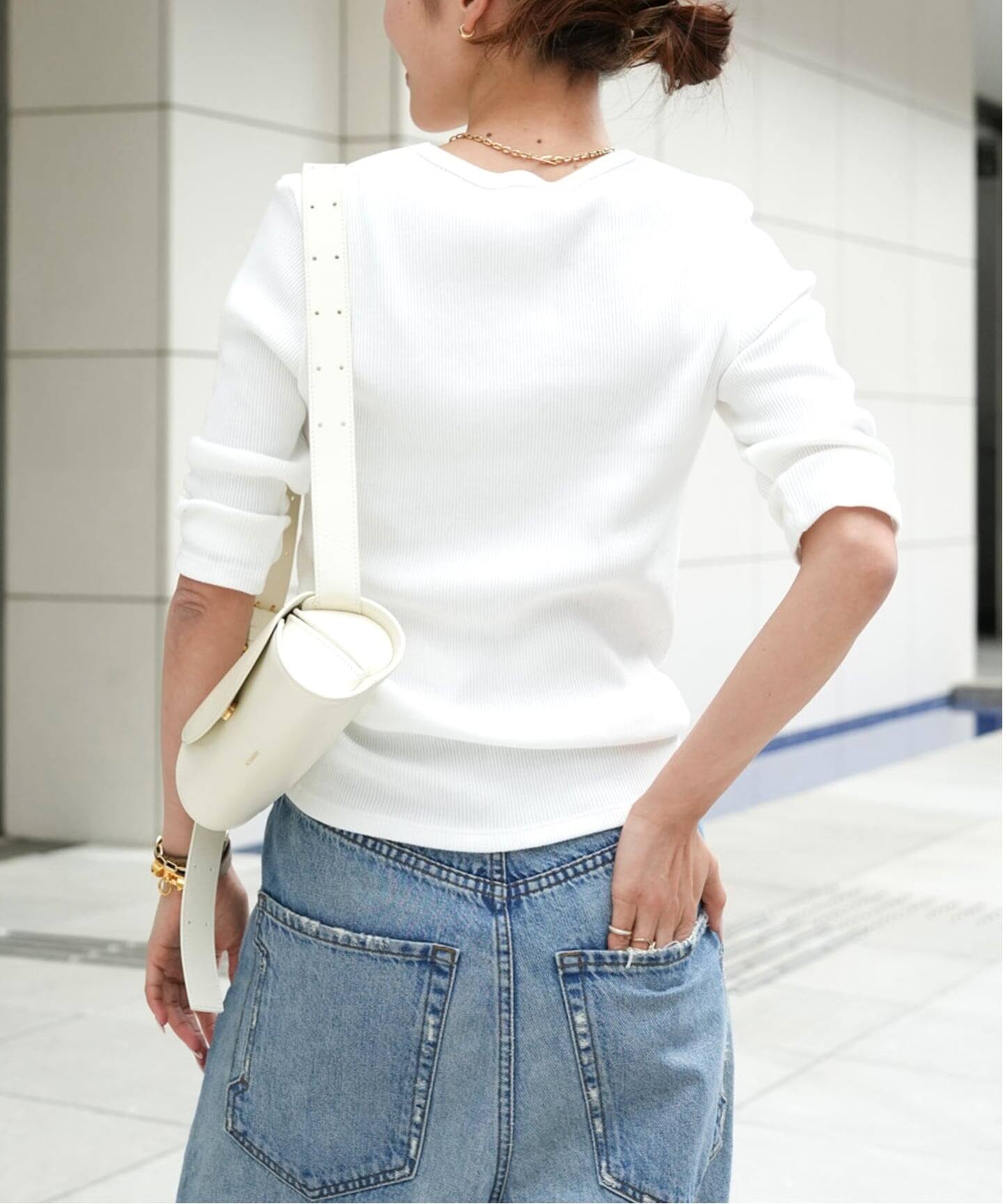 Rib Open Neck プルオーバー（Tシャツ／カットソー）｜Deuxieme Classe