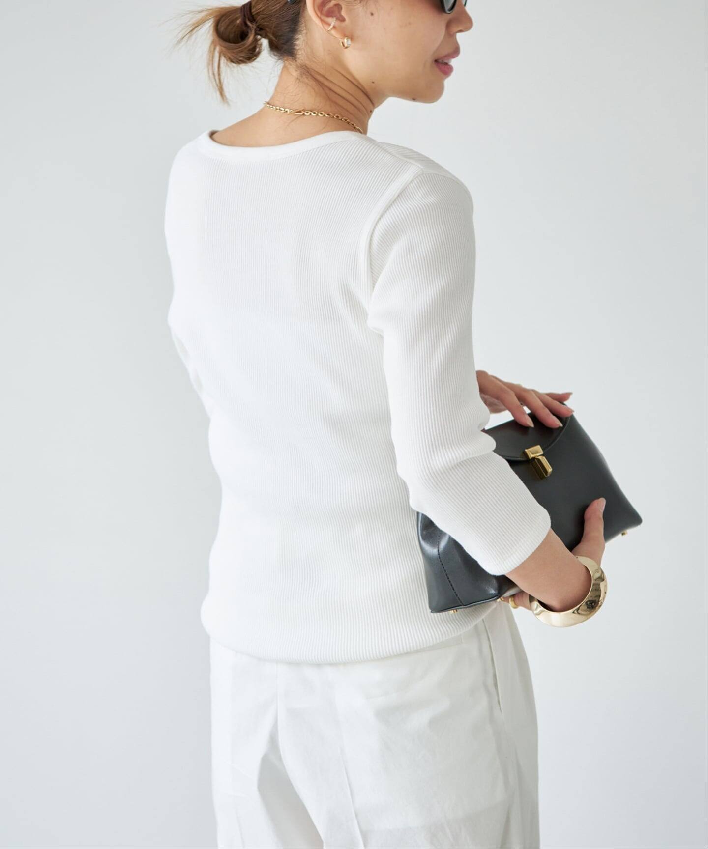 Rib Open Neck プルオーバー（Tシャツ／カットソー）｜Deuxieme Classe