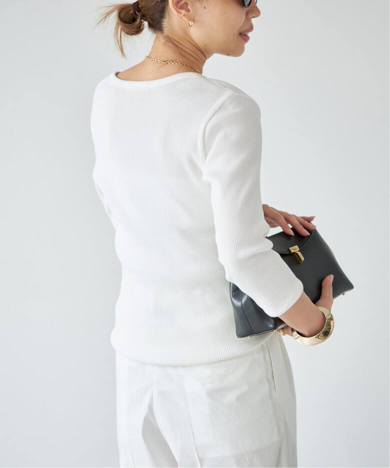 Rib Open Neck プルオーバー（Tシャツ／カットソー）｜Deuxieme Classe 