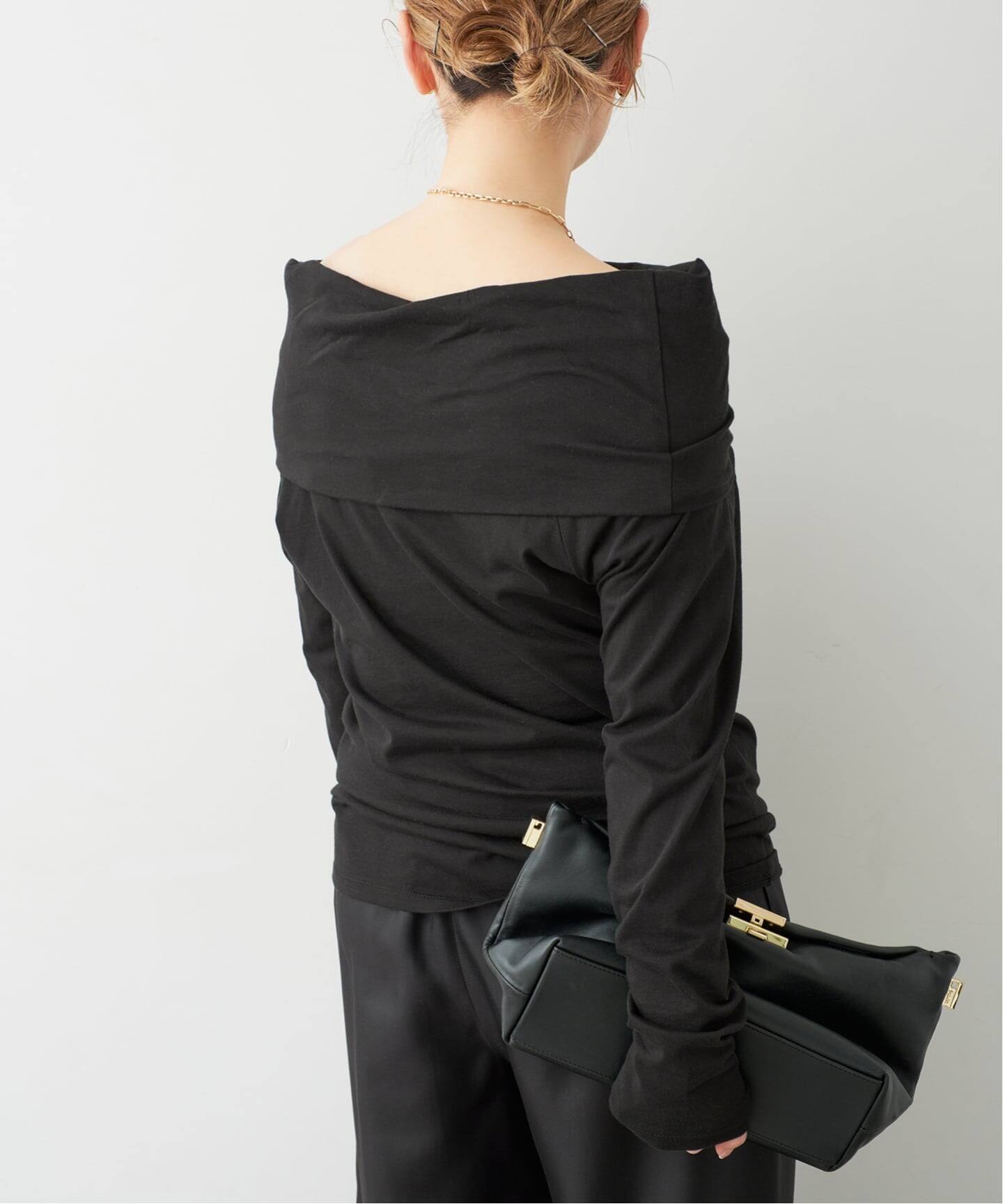 Draped オフショルダー プルオーバー（Tシャツ／カットソー
