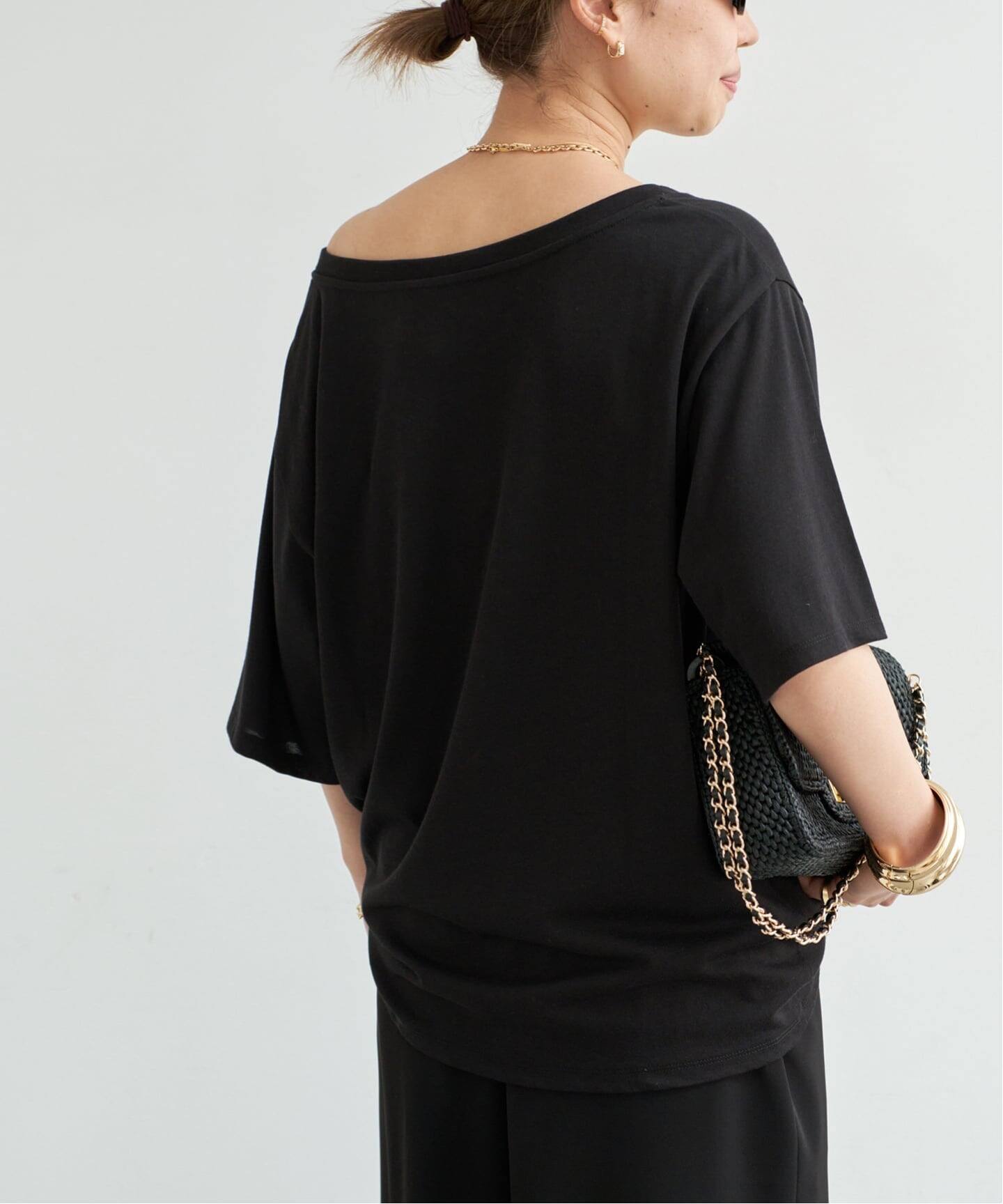 deuxieme classe Co/R Relax Tシャツ　黒　カットソー Co/R Relax Tシャツ（Tシャツ／カットソー）｜Deuxieme Classe
