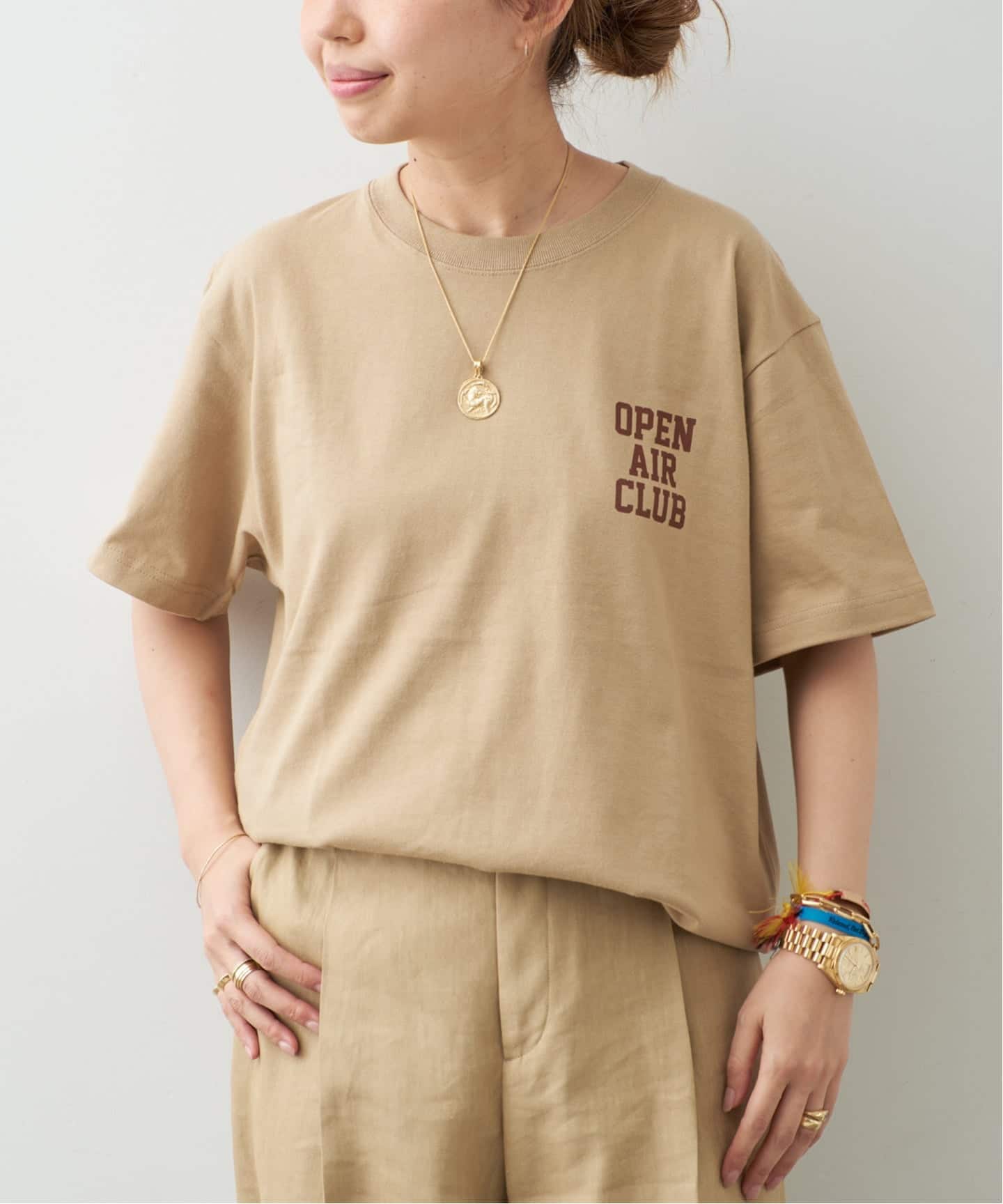 DEUXIEME CLASSE - 【mayu】deuxiemeclasse  RIB Tシャツ　キャメル OPEN AIR CLUB Tシャツ（Tシャツ／カットソー）｜Deuxieme Classe
