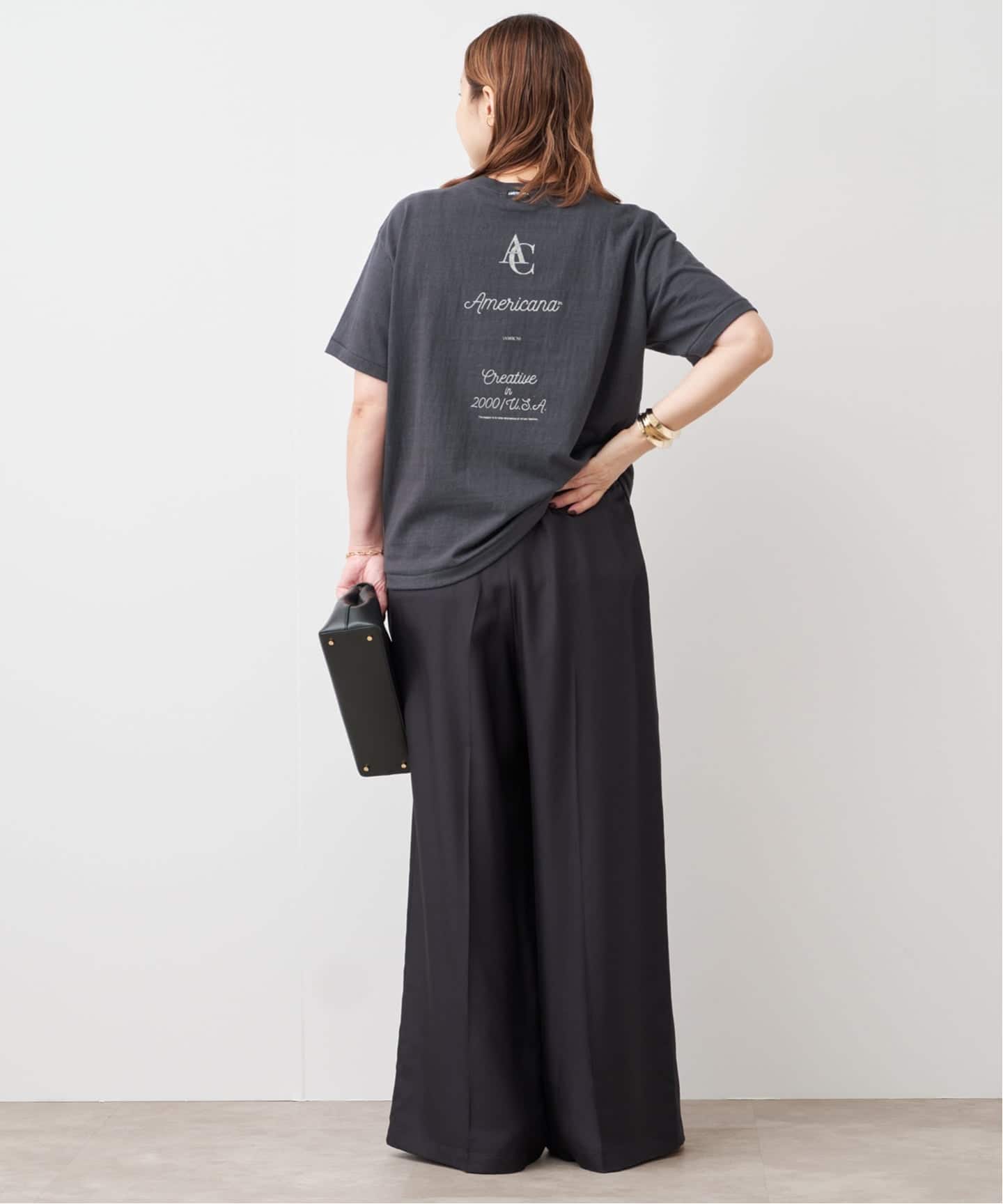 Deuxieme Classe 別注　アメリカーナ　BIGTシャツ　ブラック 予約》追加【AMERICANA/アメリカーナ】AMRCNA TEE（Tシャツ