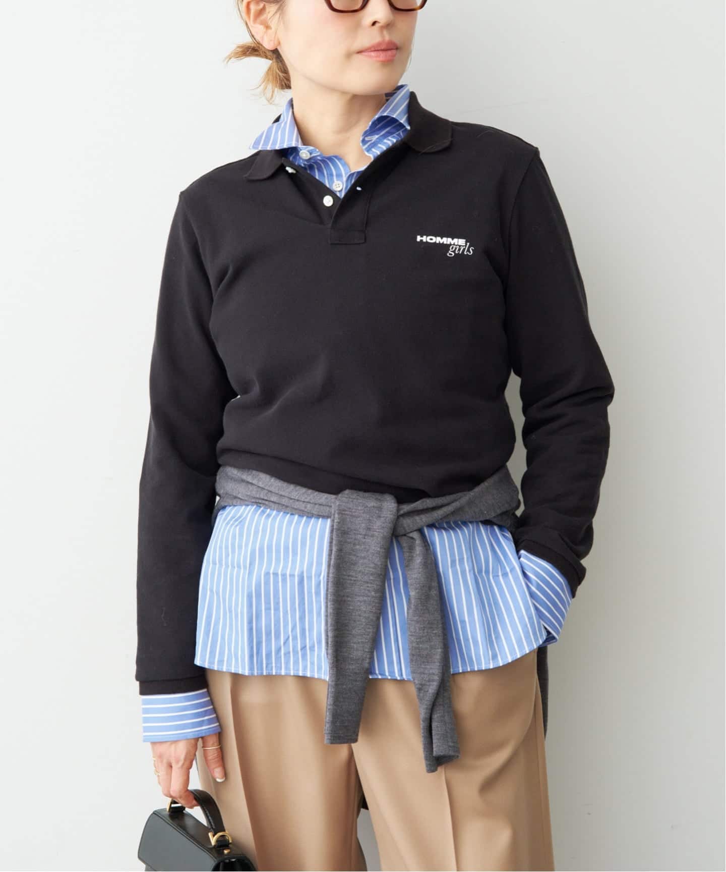 HOMME GIRLS/オムガールズ】Long Sleeve Pique ポロシャツ（ポロシャツ
