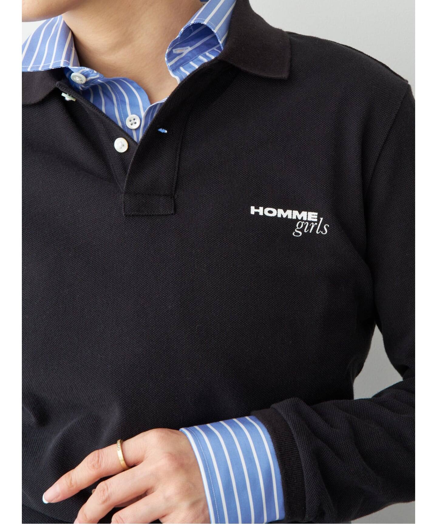 HOMME GIRLS/オムガールズ】Long Sleeve Pique ポロシャツ（ポロシャツ