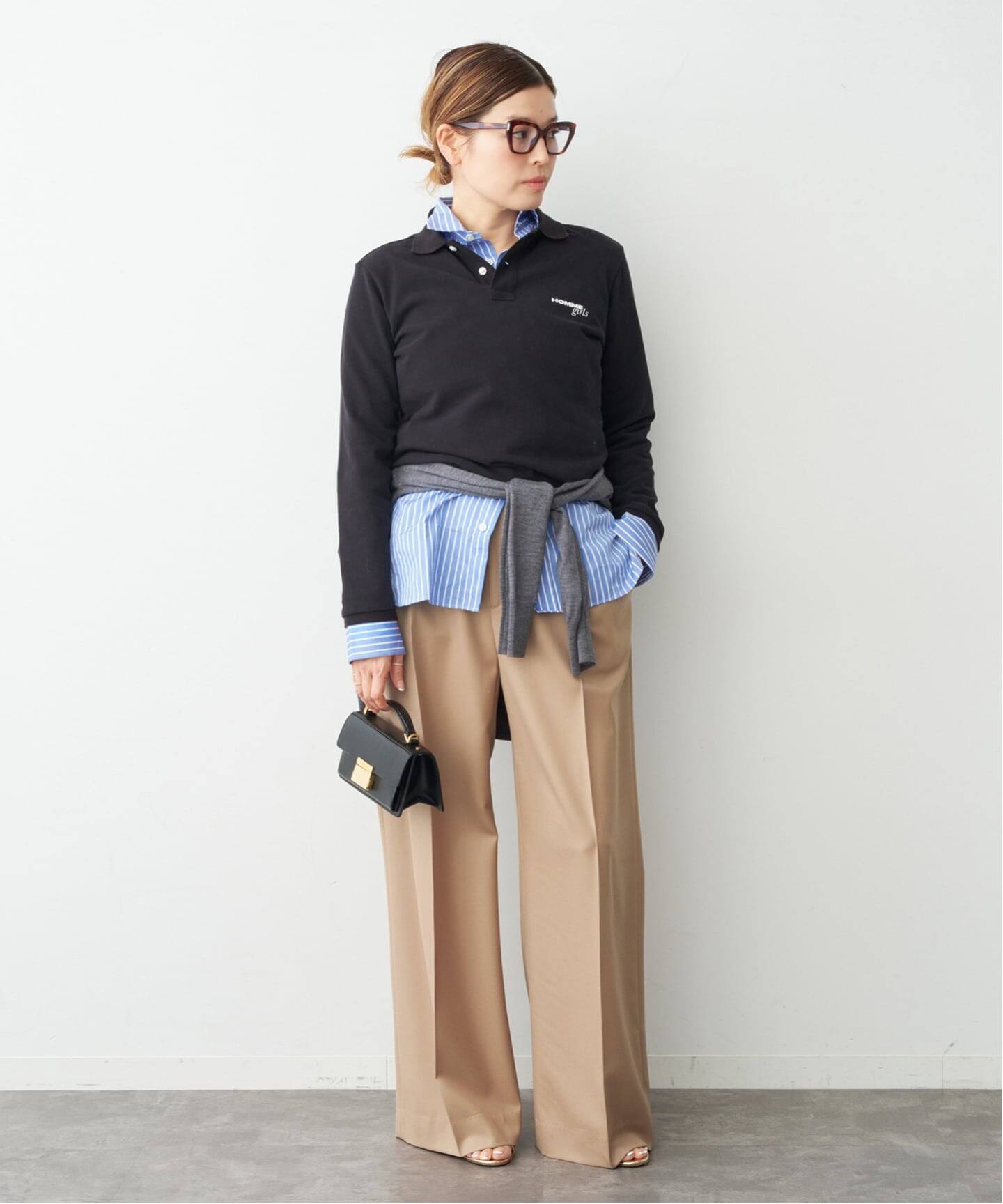 HOMME GIRLS/オムガールズ】Long Sleeve Pique ポロシャツ（ポロシャツ