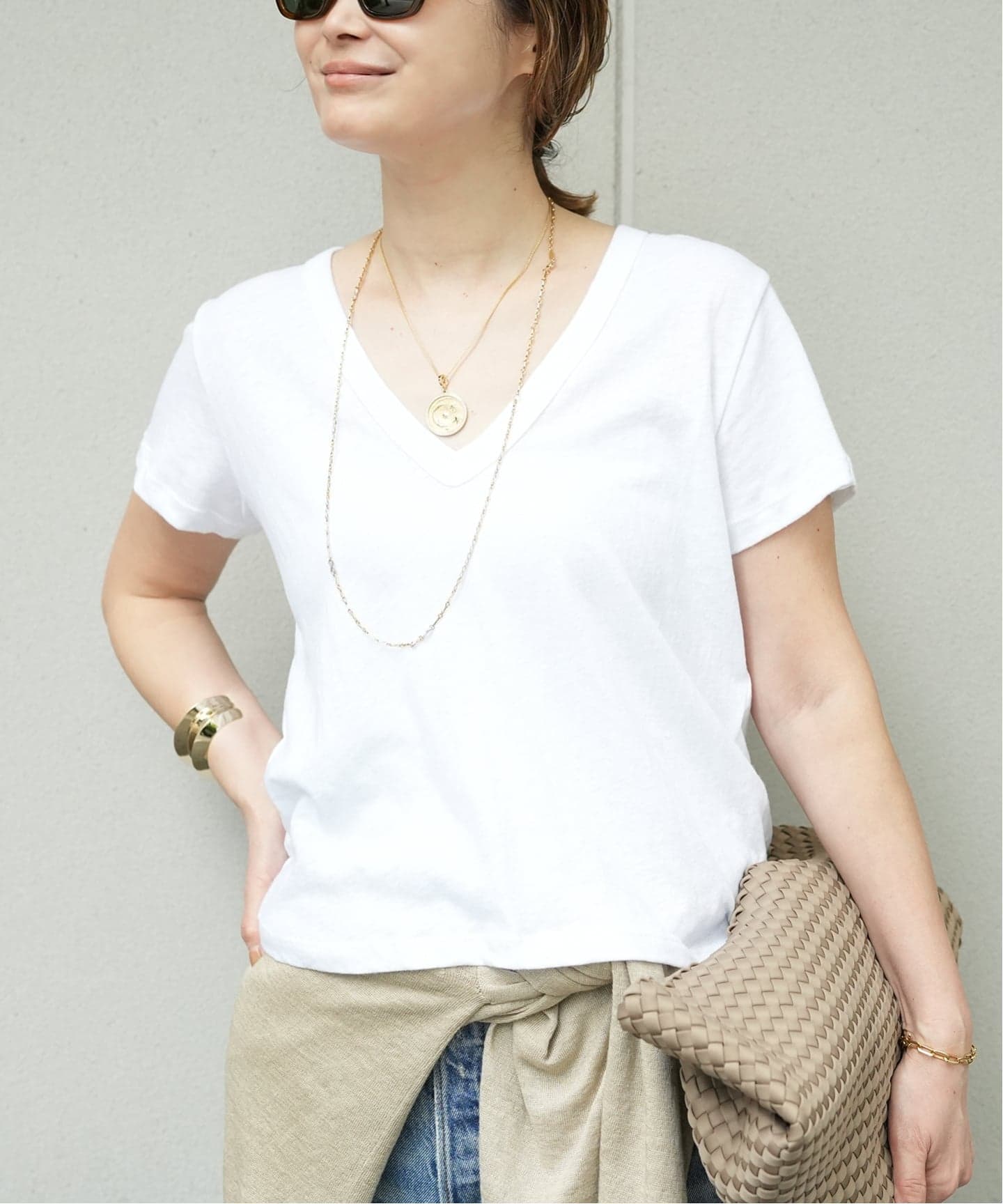 LE SET/ル セット】LAURA V NECK TEE(Tシャツ/カットソー LE SET/ル セット】LAURA V NECK TEE(Tシャツ/カットソー