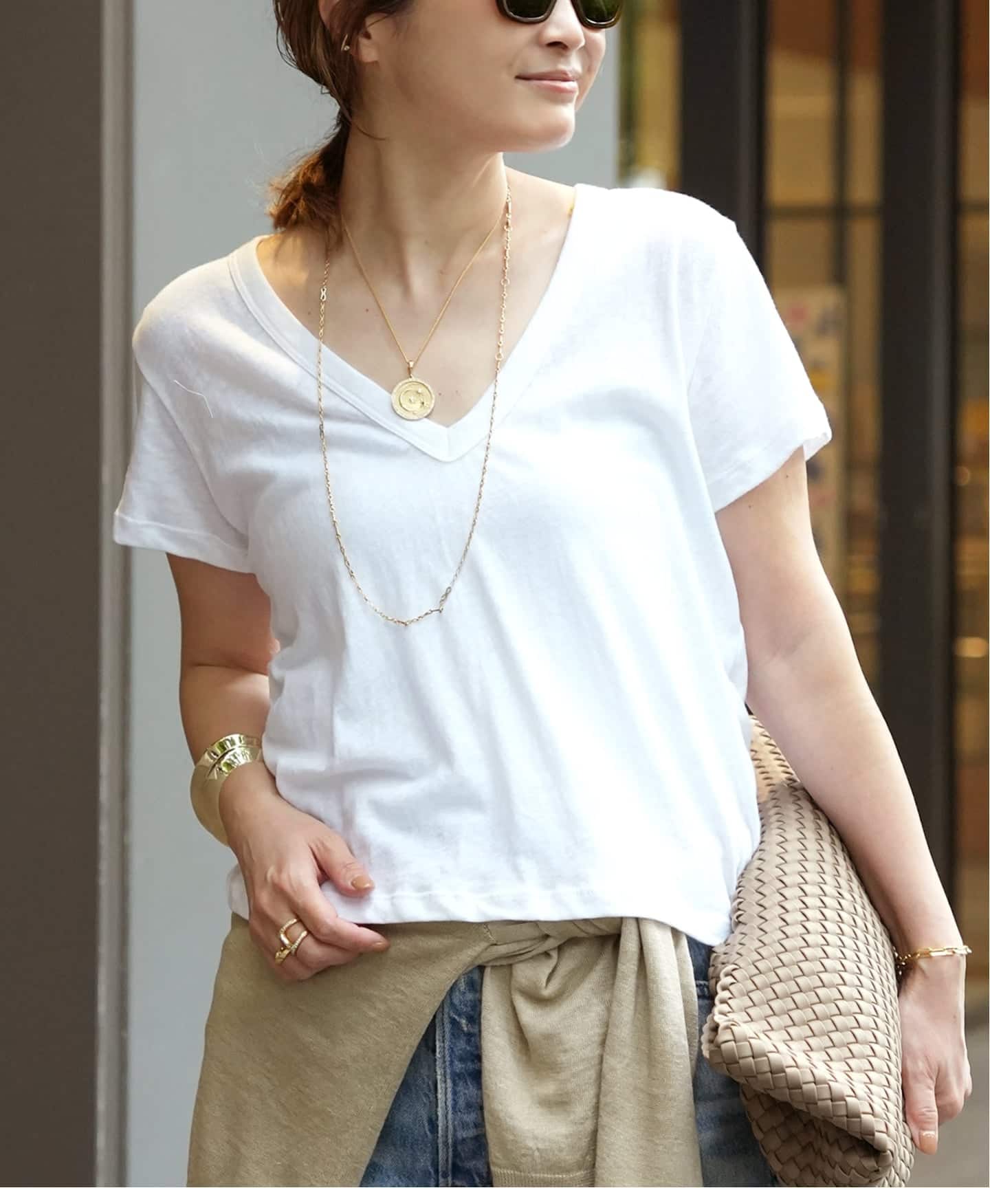 LE SET/ル セット】LAURA V NECK TEE（Tシャツ／カットソー
