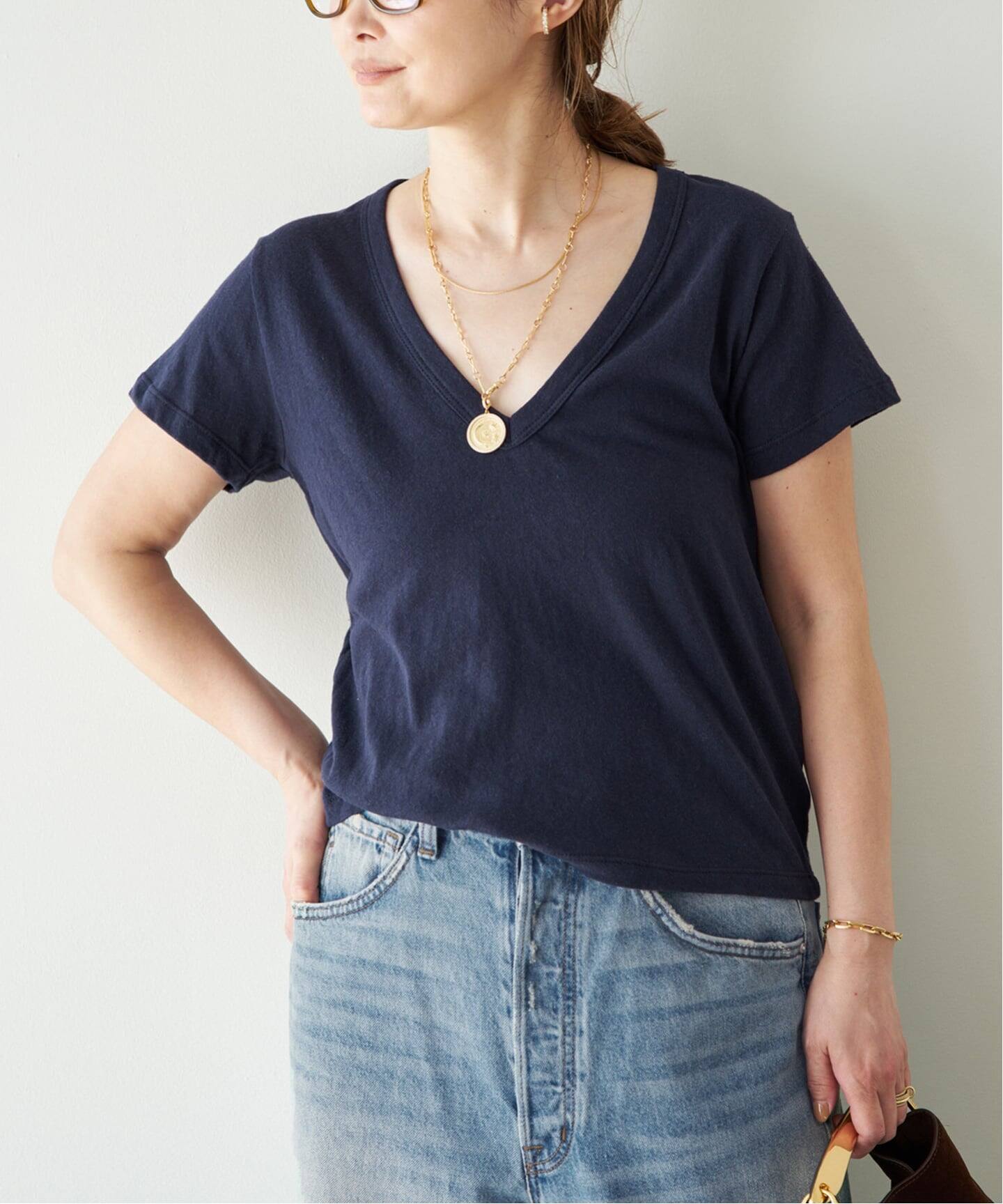 LE SET/ル セット】LAURA V NECK TEE（Tシャツ／カットソー