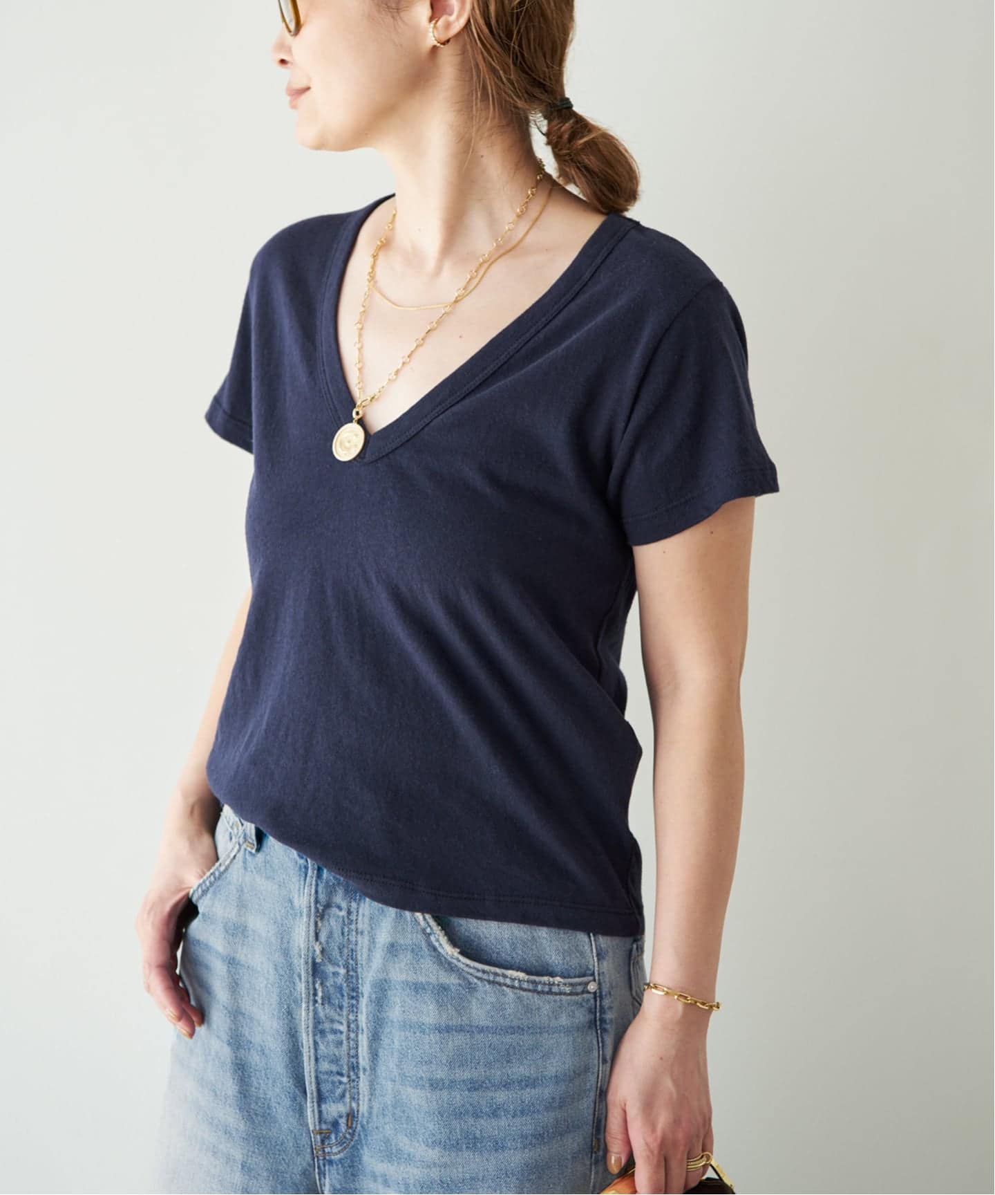 トップス Laura LE SET/ル セット】LAURA V NECK TEE（Tシャツ／カットソー