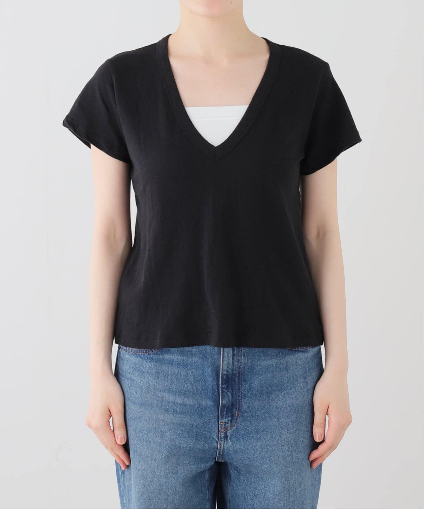 LE SET/ル セット】LAURA V NECK TEE（Tシャツ／カットソー