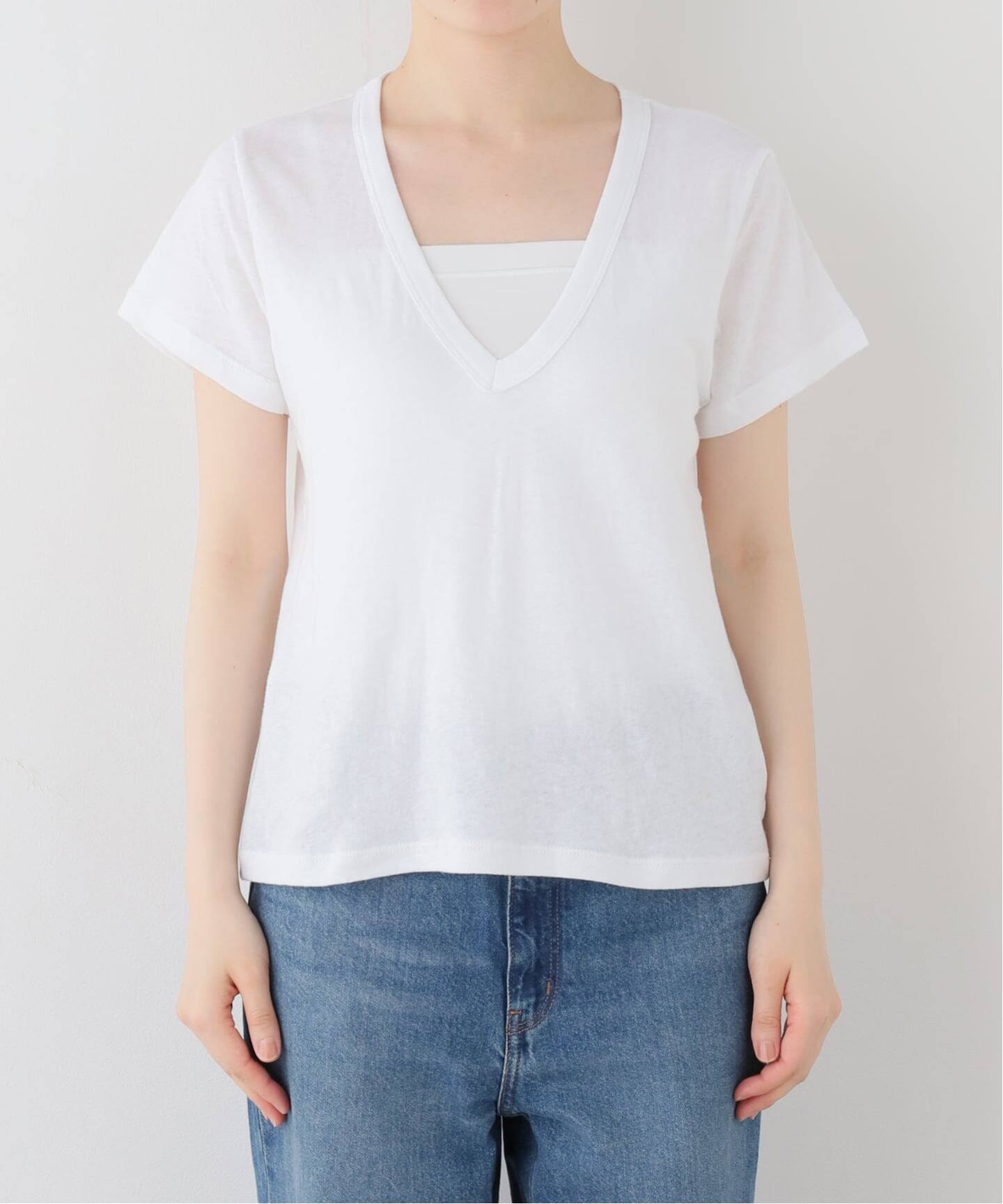 LE SET/ル セット】LAURA V NECK TEE（Tシャツ／カットソー