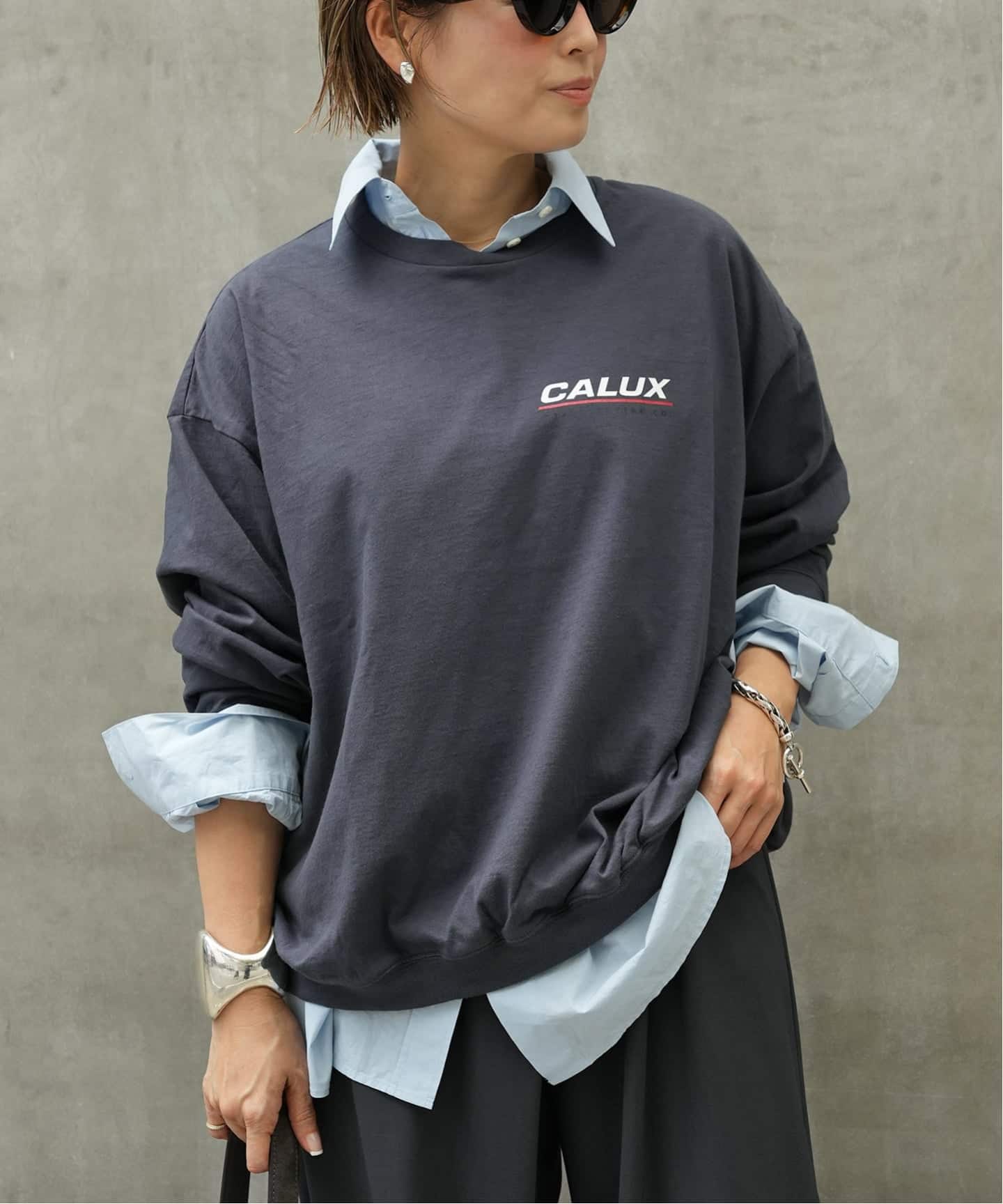 CALUX/キャラクス】RIB LOGO ロングスリーブ Tシャツ（Tシャツ