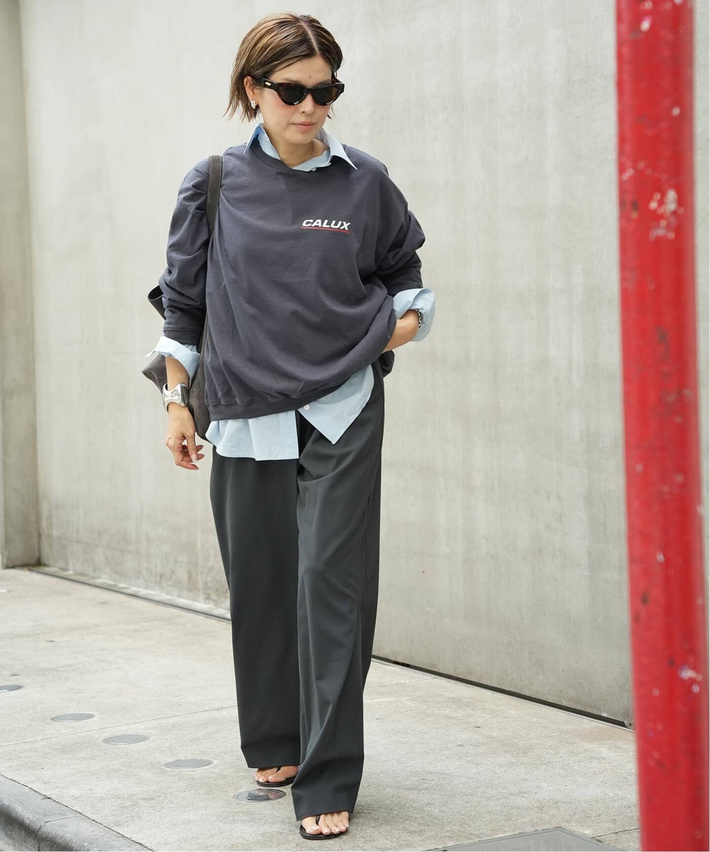 CALUX/キャラクス】RIB LOGO ロングスリーブ Tシャツ（Tシャツ