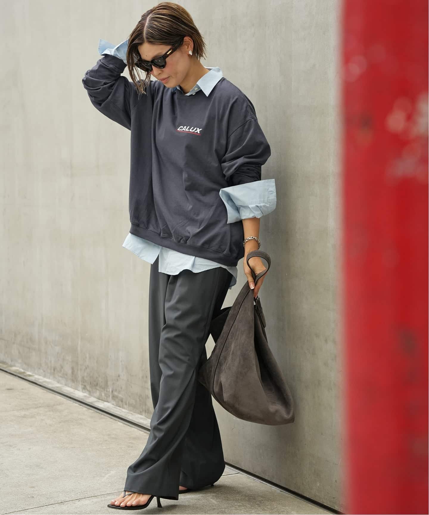 CALUX/キャラクス】RIB LOGO ロングスリーブ Tシャツ（Tシャツ