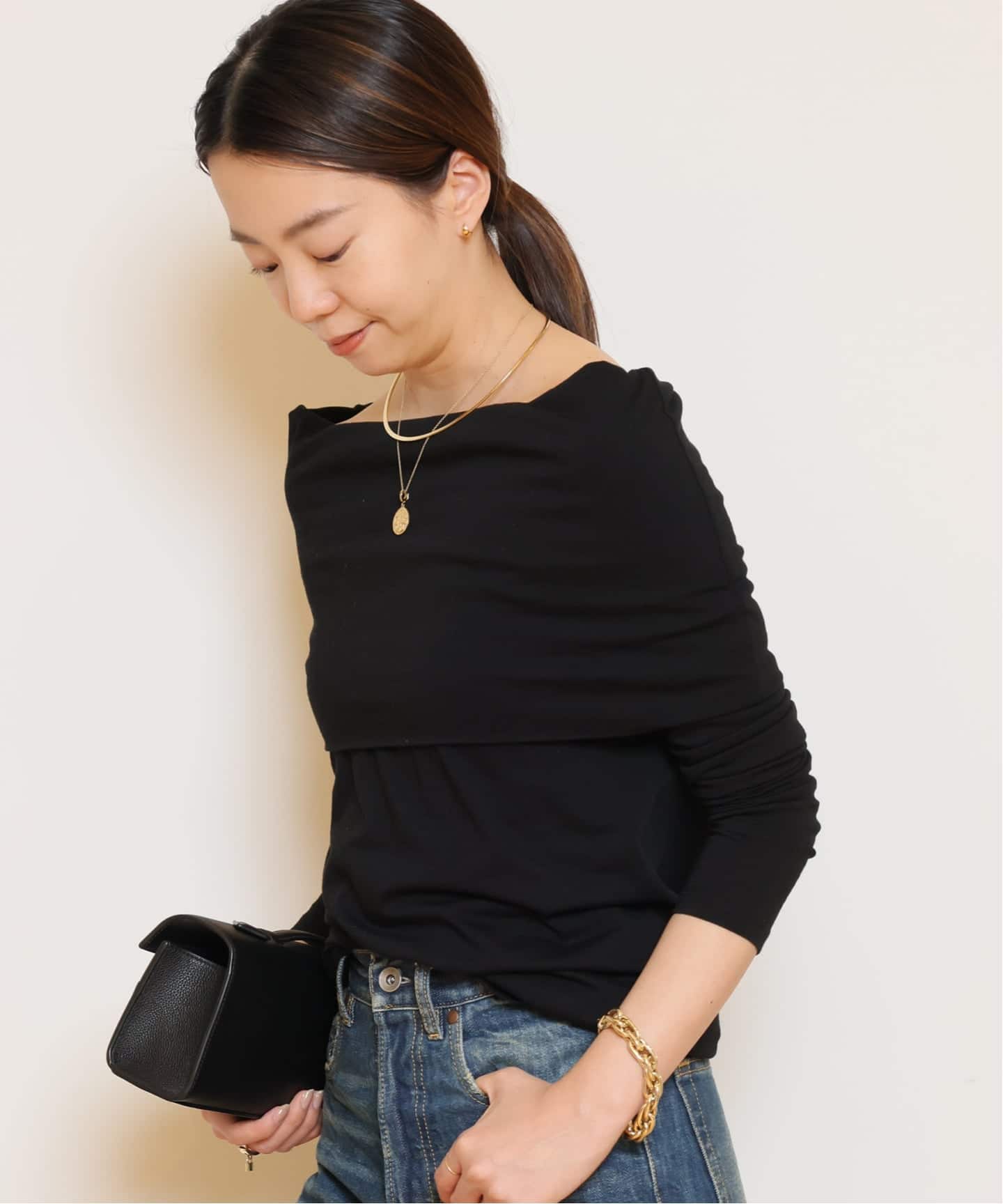Draped Off Shoulder プルオーバー（Tシャツ／カットソー）｜MUSE de