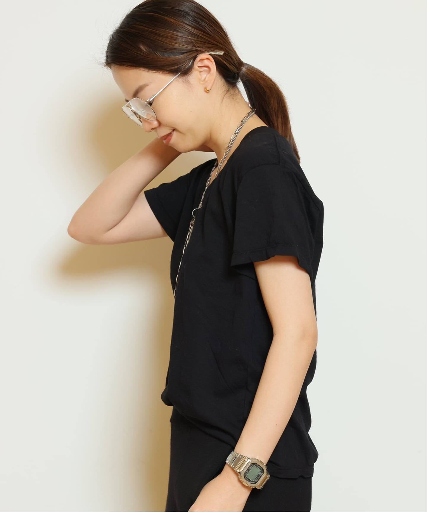 Tシャツ(半袖+袖なし) MUSE de Deux PERFECTWHITETEE V/N T-SH 38 PERFECT WHITE TEE/パーフェクトホワイトティー】 Vネック Tシャツ（T