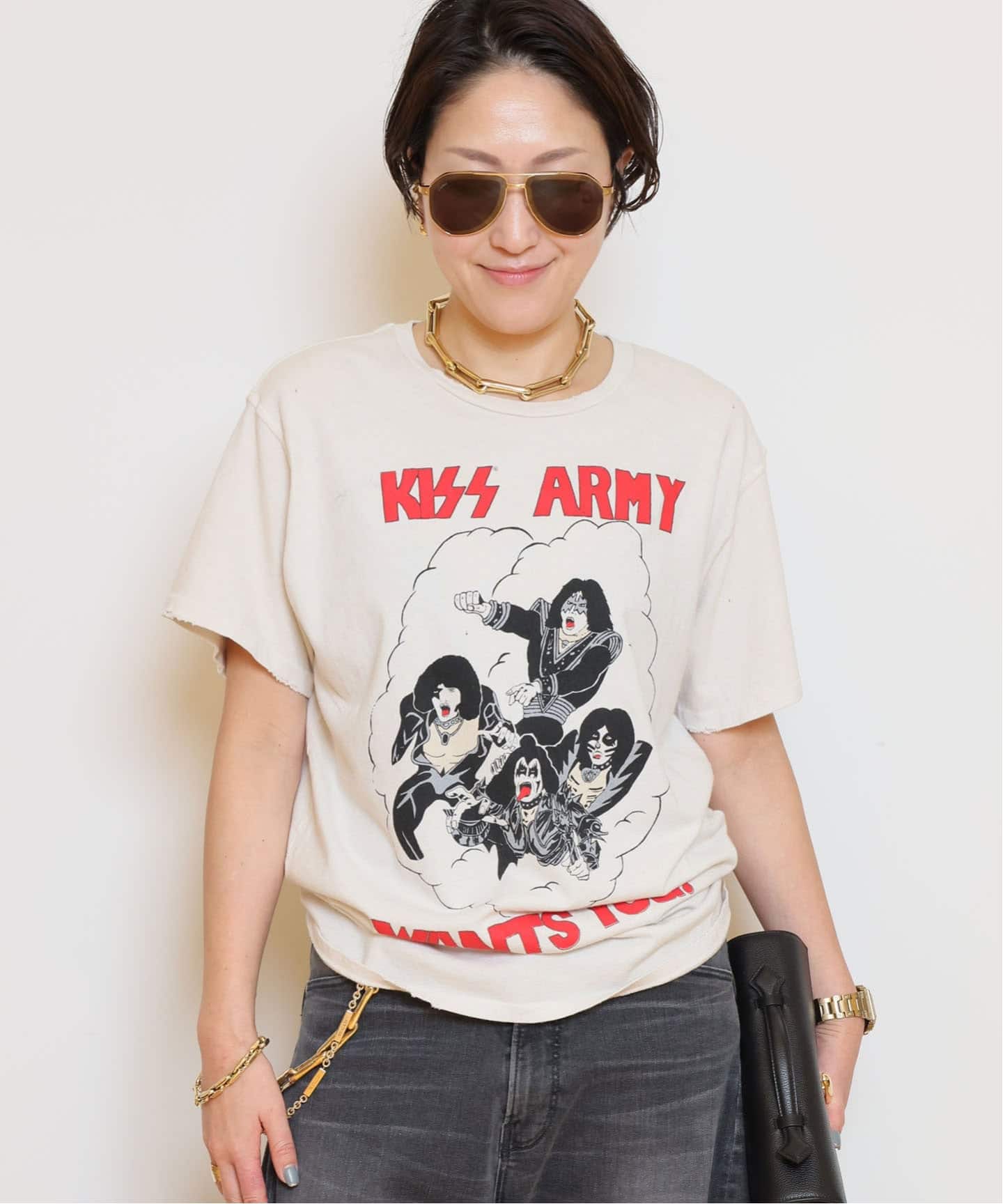 【中古】メイドウォーン The Kiss S/S Tee Tシャツ カットソー ダメージ加工 M オフホワイト マルチカラー /DO MADE WORN/メイドウォーン】The Kiss ショートスリーブ Tシャツ（T