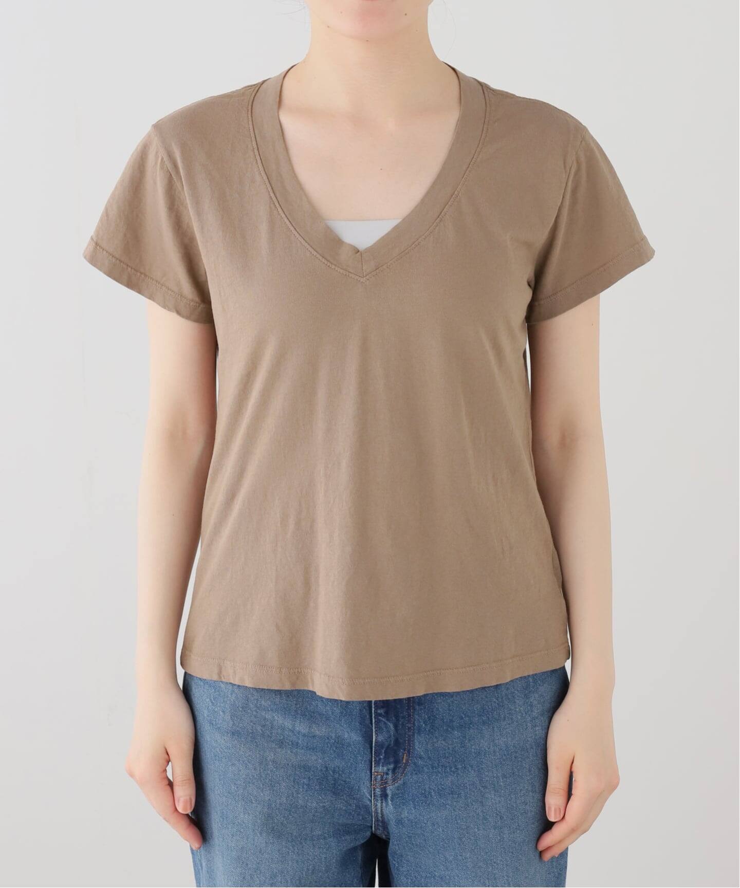 PERFECT WHITE TEE/パーフェクトホワイトティー】VネックTシャツ(MOCHA