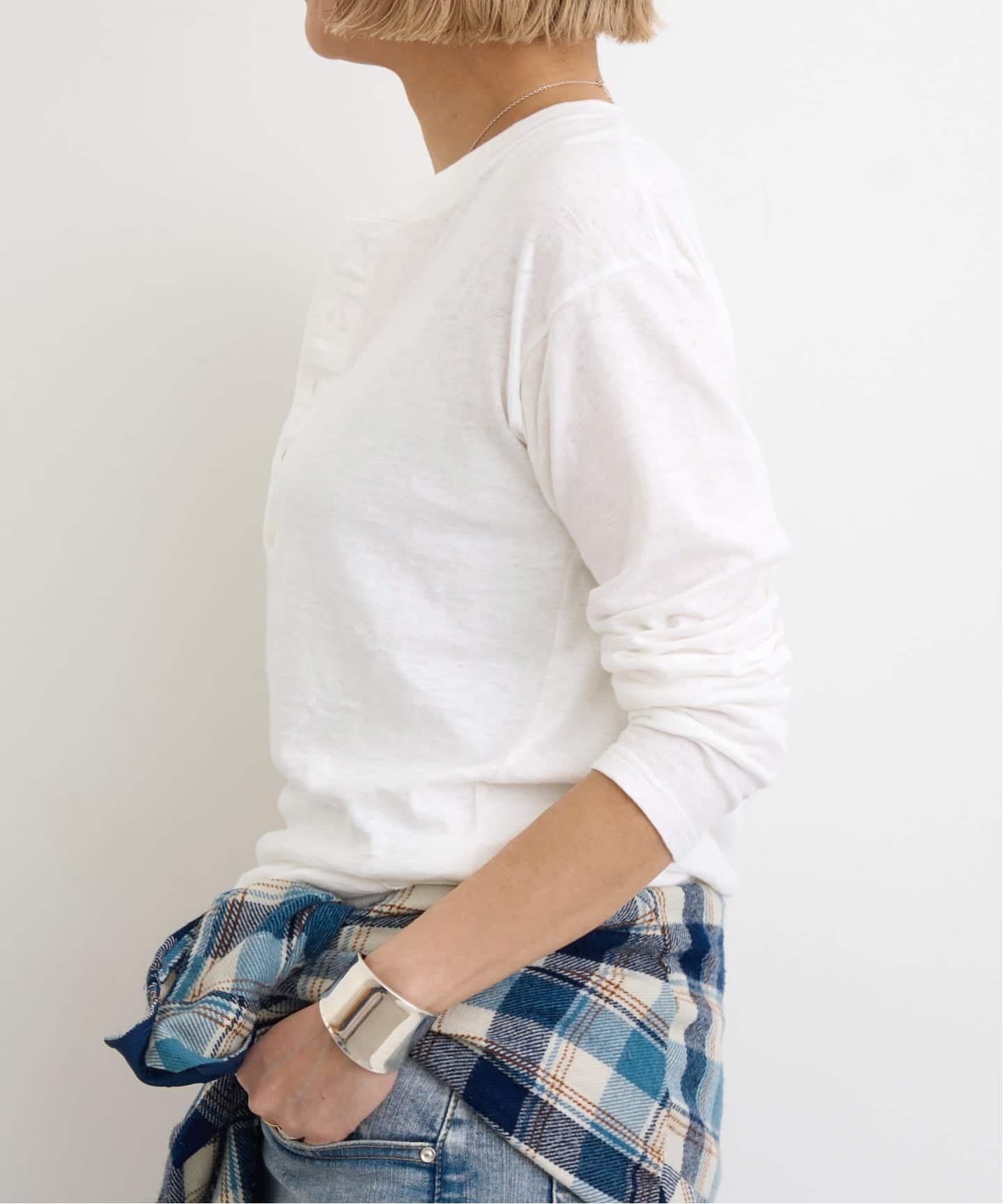 GOOD GRIEF!/グッド グリーフ】 ROUGH-COT HENLEY NECK TOP（Tシャツ