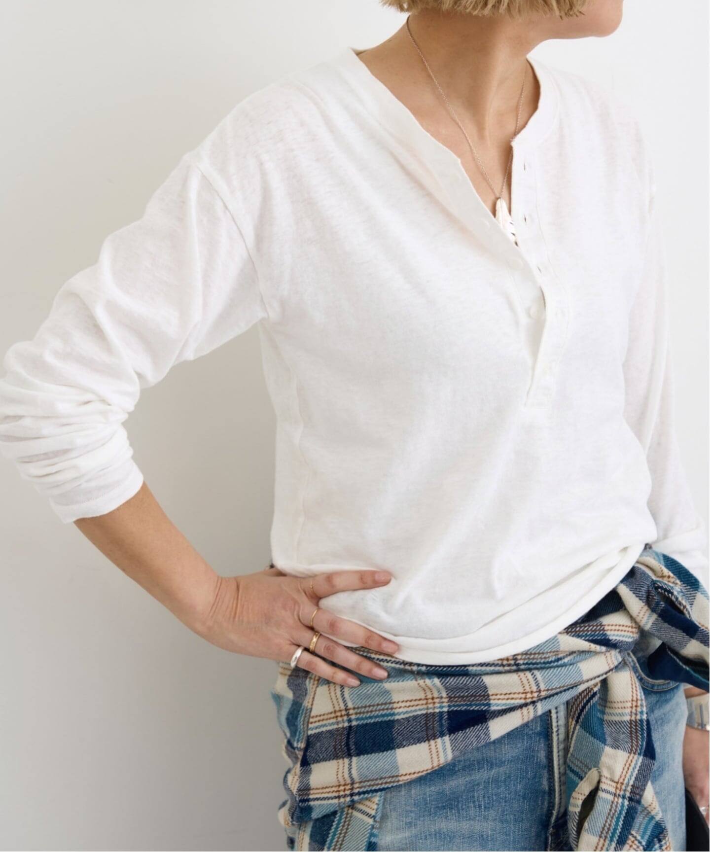 GOOD GRIEF!/グッド グリーフ】 ROUGH-COT HENLEY NECK TOP（Tシャツ 