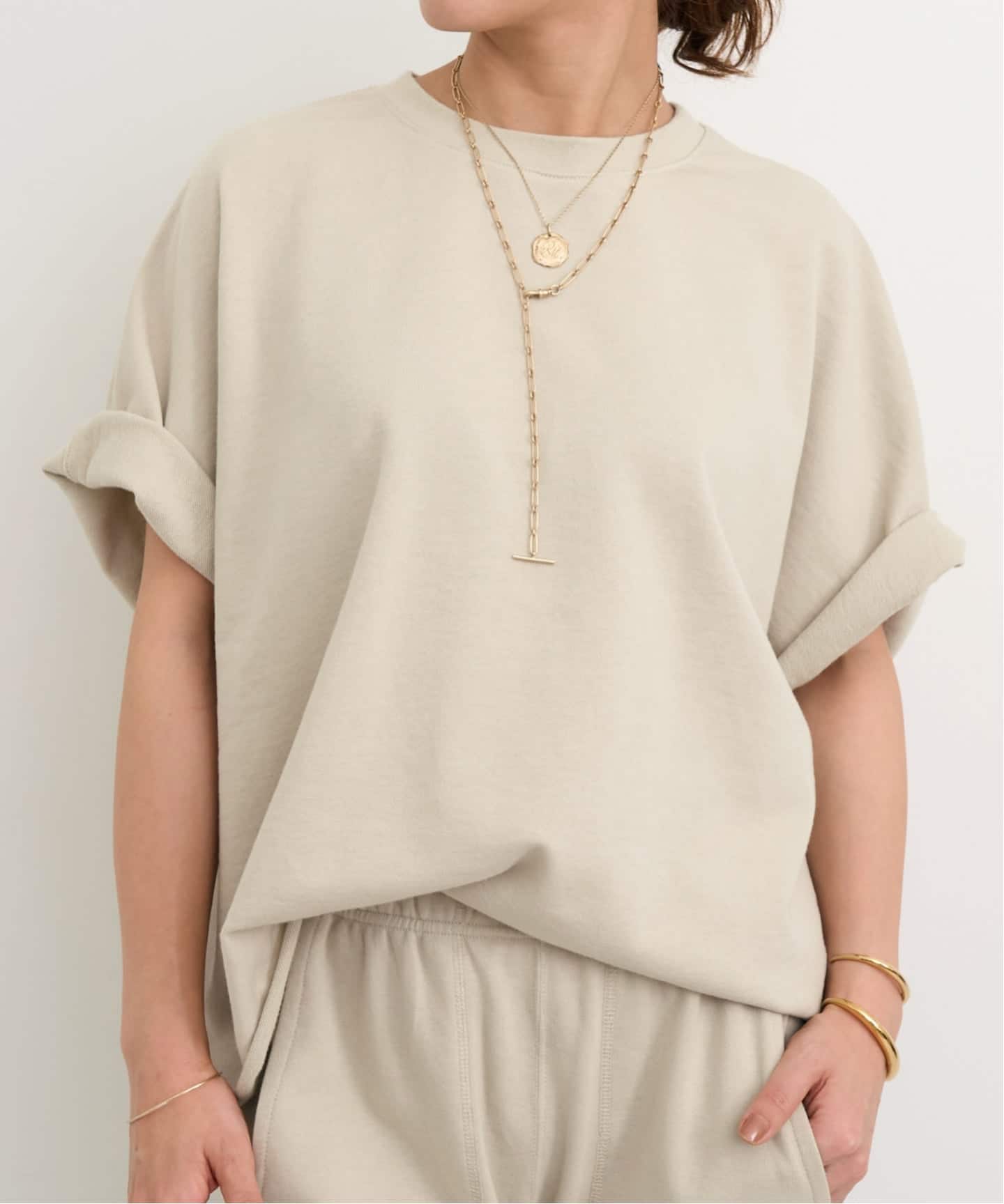 AMERICANA/アメリカーナ】 Short Sleeve Cut Off Sweat（スウェット