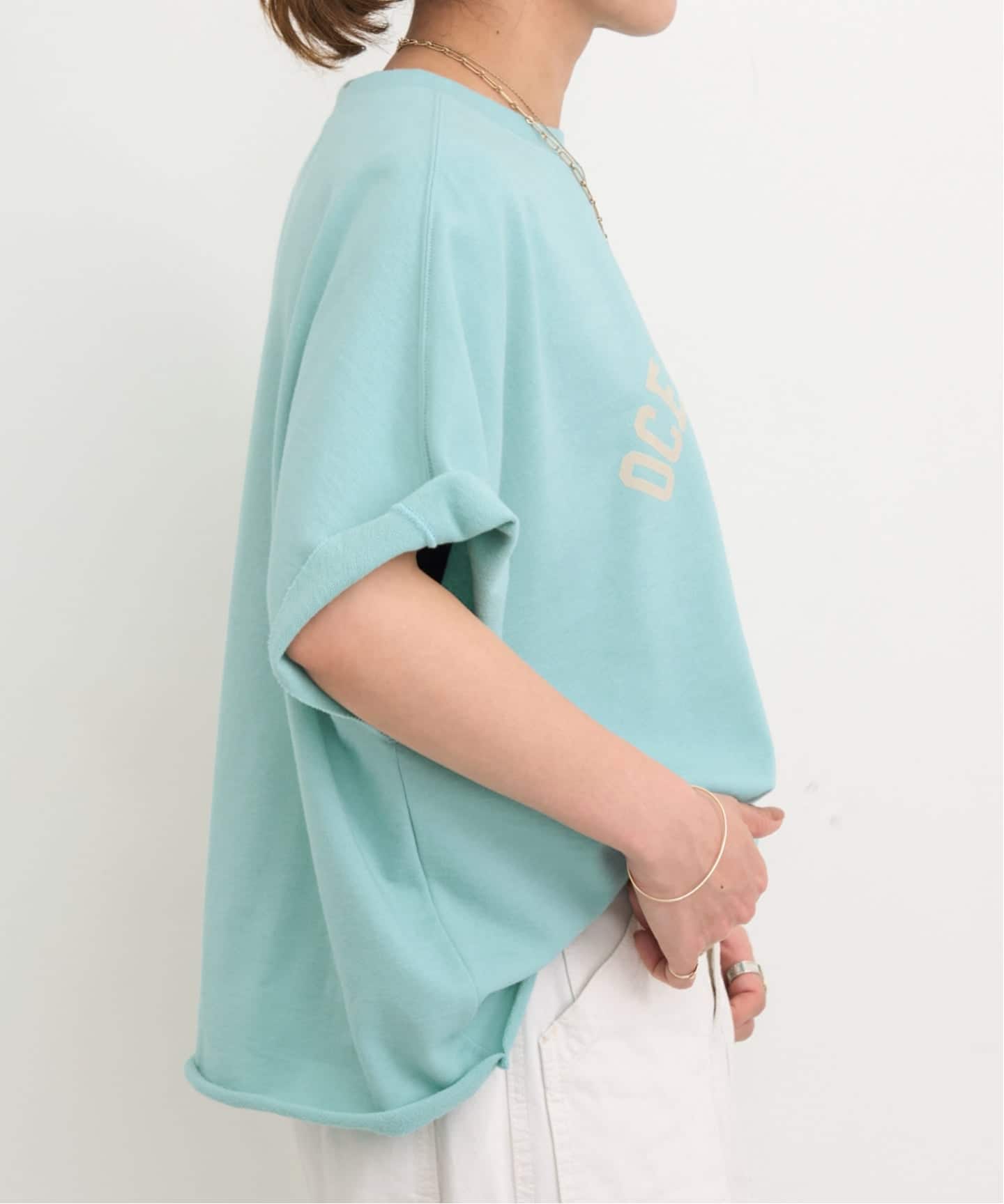 AMERICANA/アメリカーナ】 Short Sleeve Cut Off Sweat（スウェット
