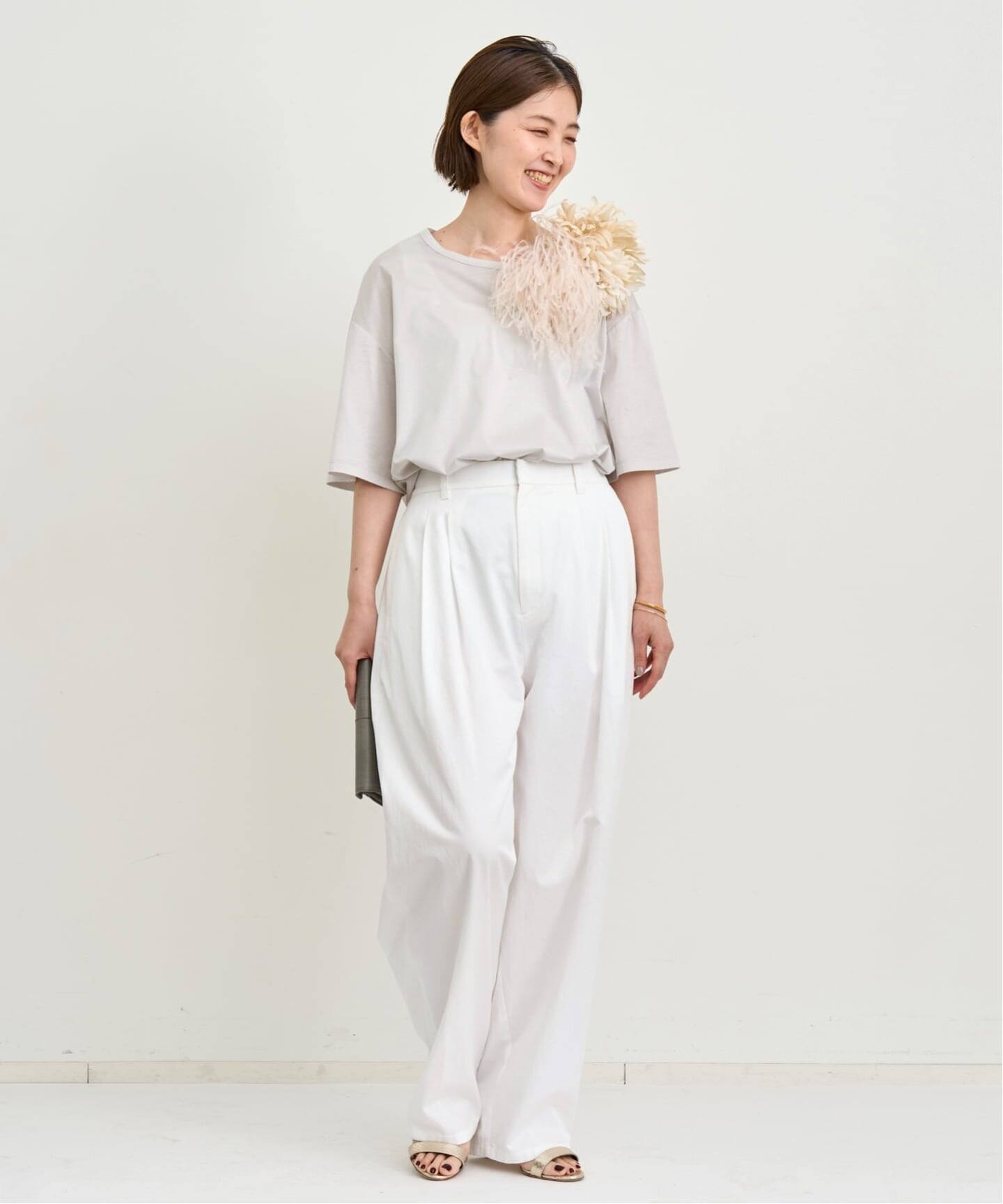 アパルトモン 【INDRESS/インドレス】T-SHIRT ホワイト INDRESS/インドレス】 COTTON JERSEY TEE（Tシャツ／カットソー）｜L