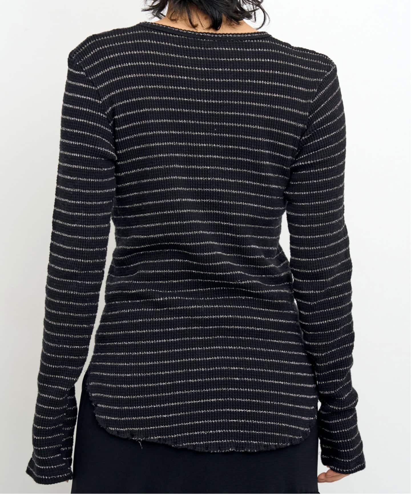 美品 アパルトモン グッドグリーフ Border Tops ブラック ボーダー GOOD GRIEF!/グッド グリーフ】 WAFFLE BORDER LONG SLEEVE TOP（T
