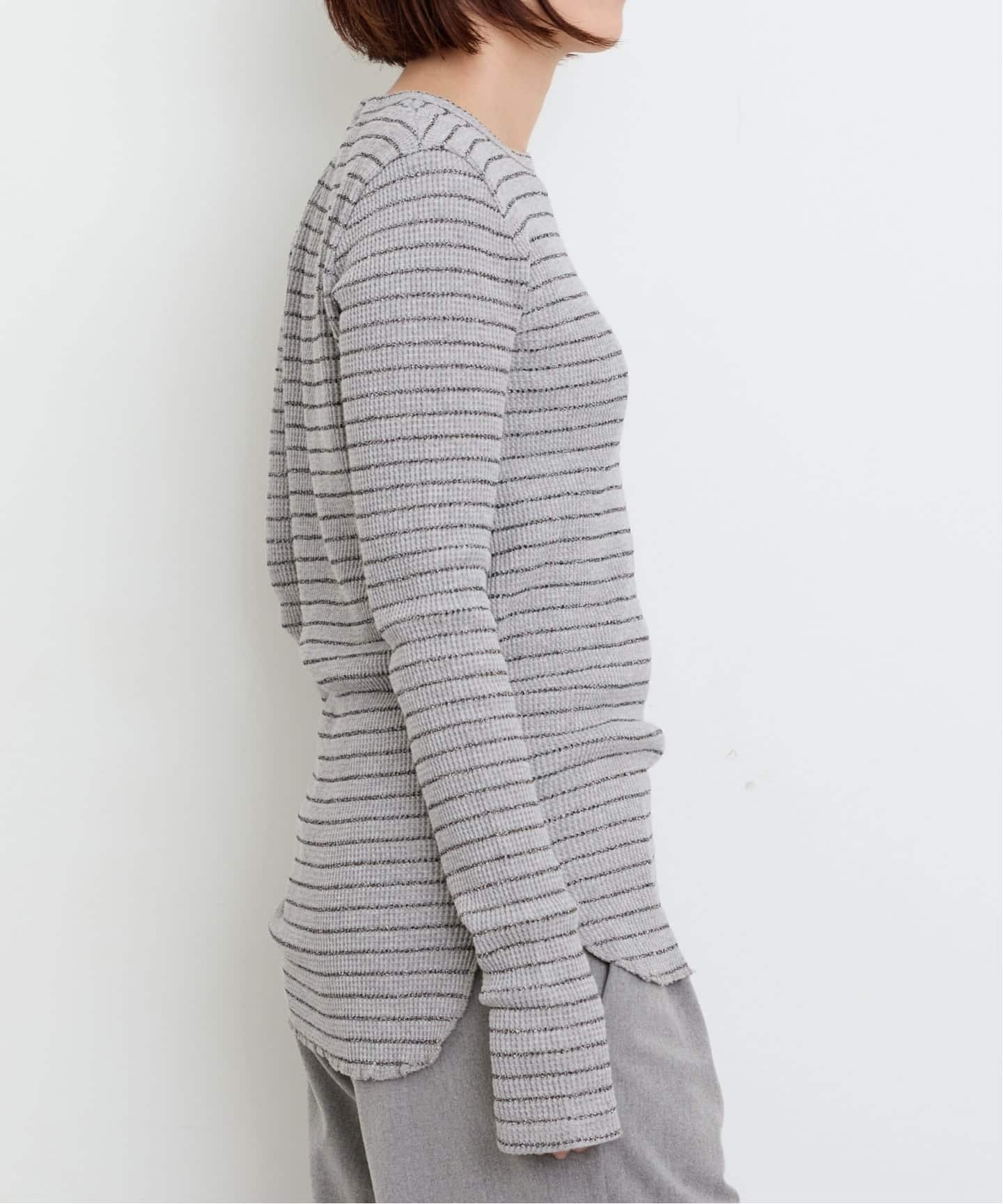 GOOD GRIEF!/グッド グリーフ】 WAFFLE BORDER LONG SLEEVE TOP（T