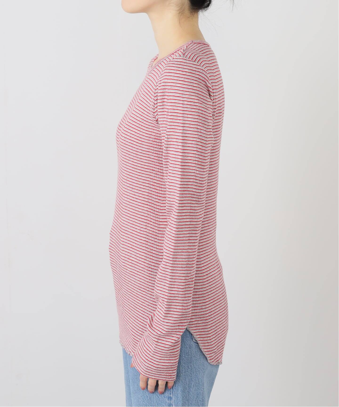 GOOD GRIEF! グッドグリーフ Gather Blouse GOOD GRIEF!/グッド グリーフ】 SPLIT NECK BORDER TOP（Tシャツ