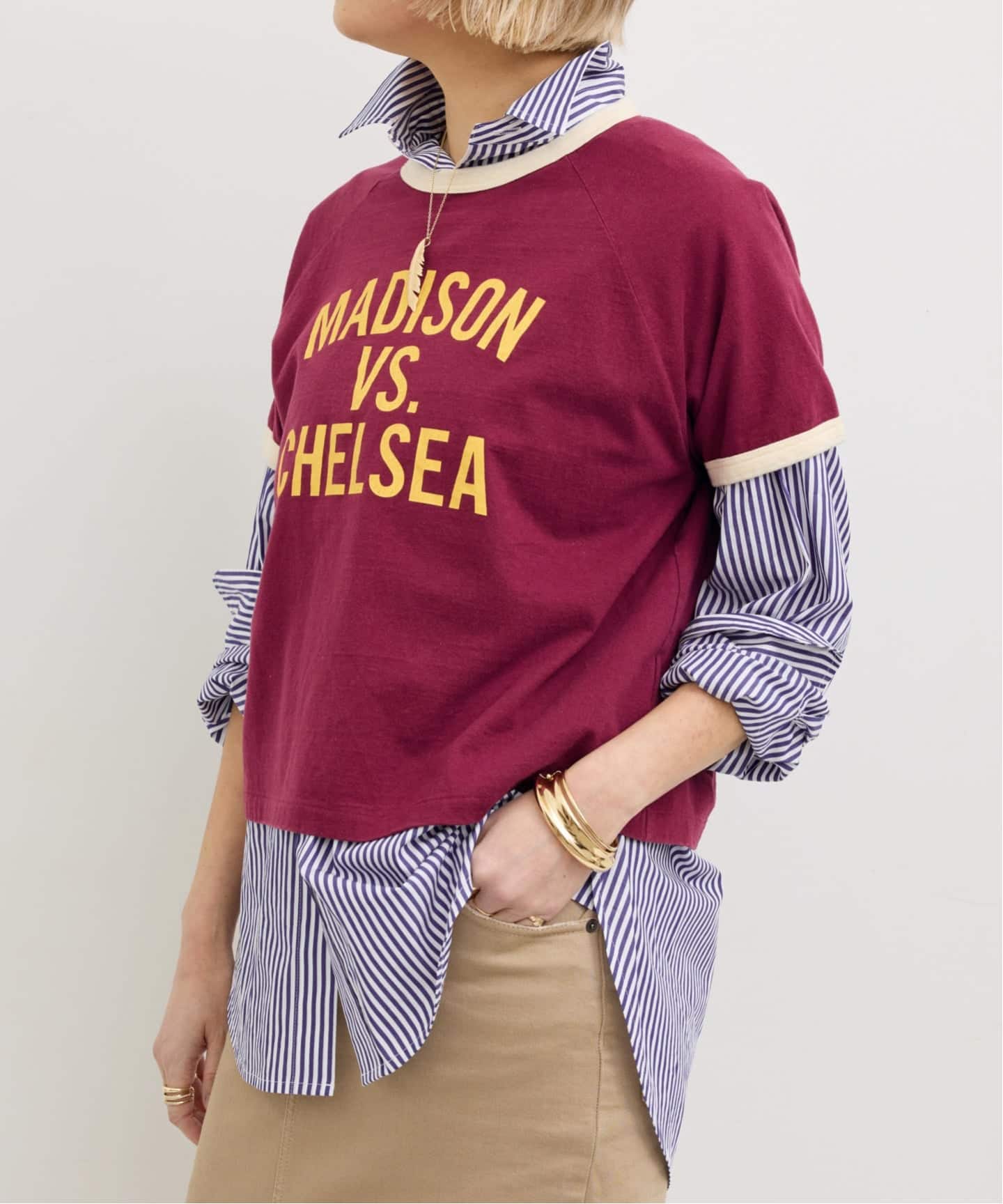 Tシャツ(半袖+袖なし) MADISON BLUE   RINGAR TEE MADISON BLUE/マディソン ブルー】 HALF SLEEVE RINGER TEE（Tシャツ