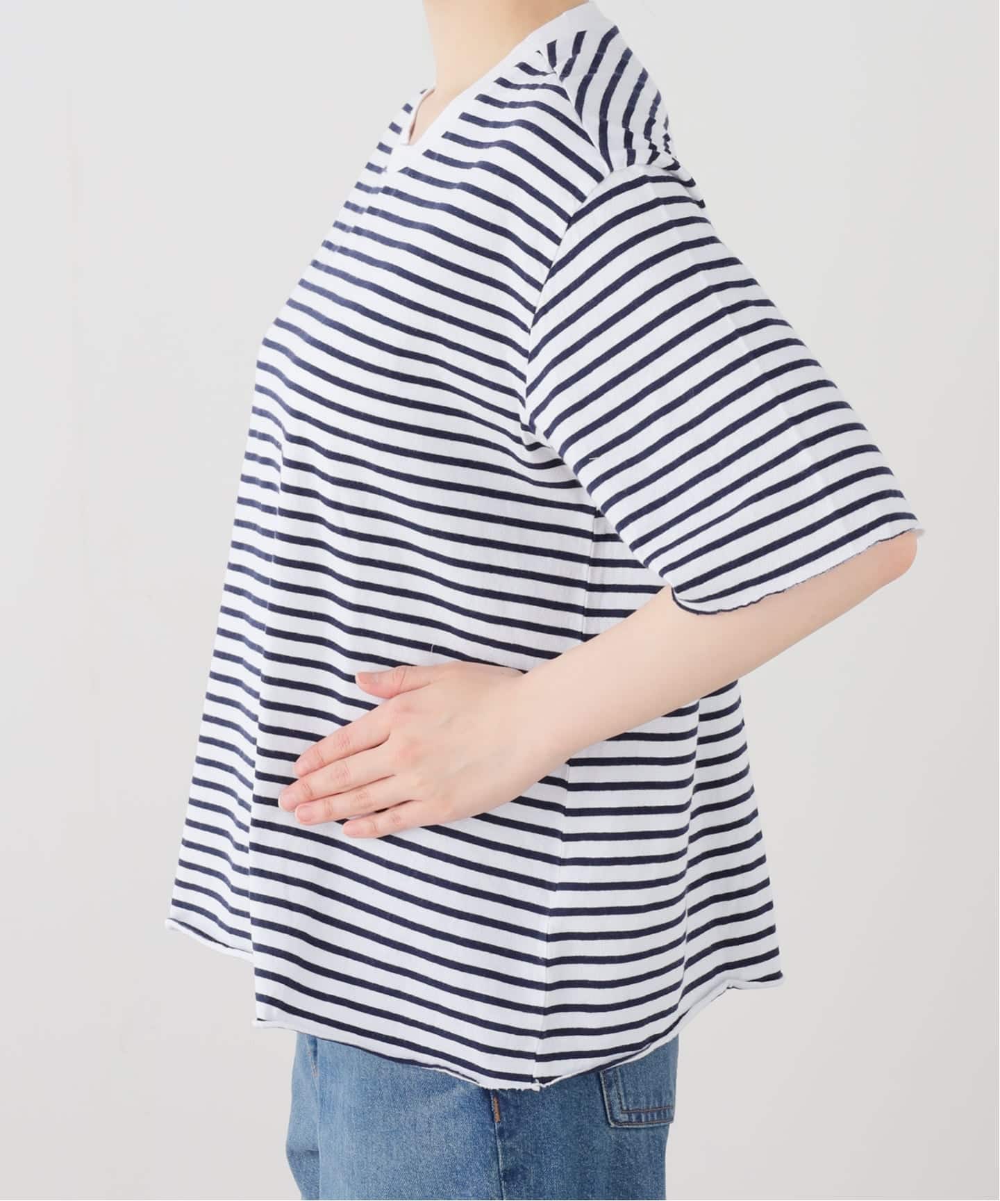 FRANK&EILEEN/フランクアンドアイリーン】 Perry Border Crewneck Tee