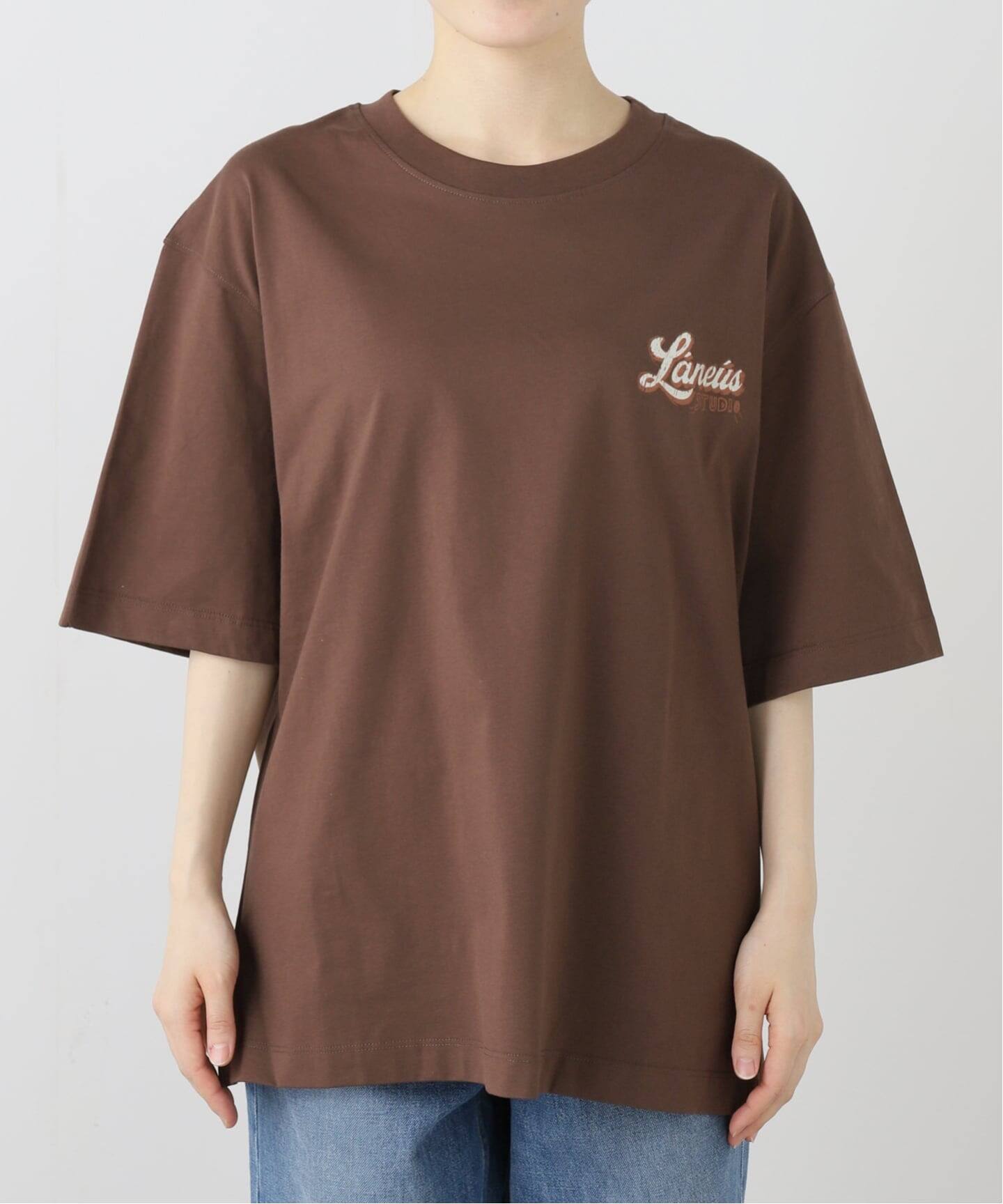 L'Appartement holiday Tシャツ ブラウン LANEUS/ラネウス】 OVER JERSEY FIT T-SHIRT（Tシャツ／カットソー