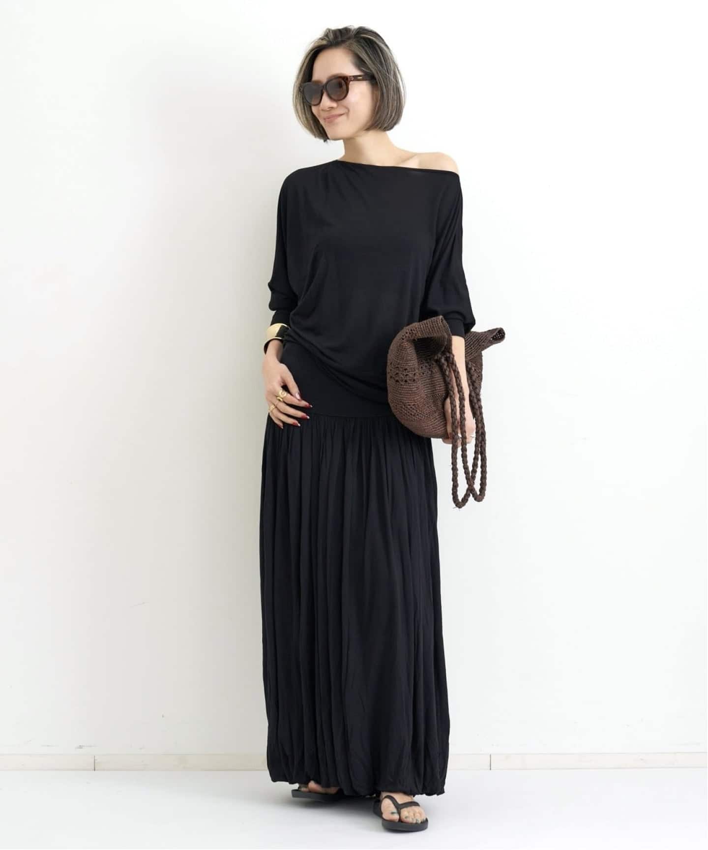 TOTEME/トーテム】 BOATNECK JERSEY TOP（Tシャツ／カットソー）｜L
