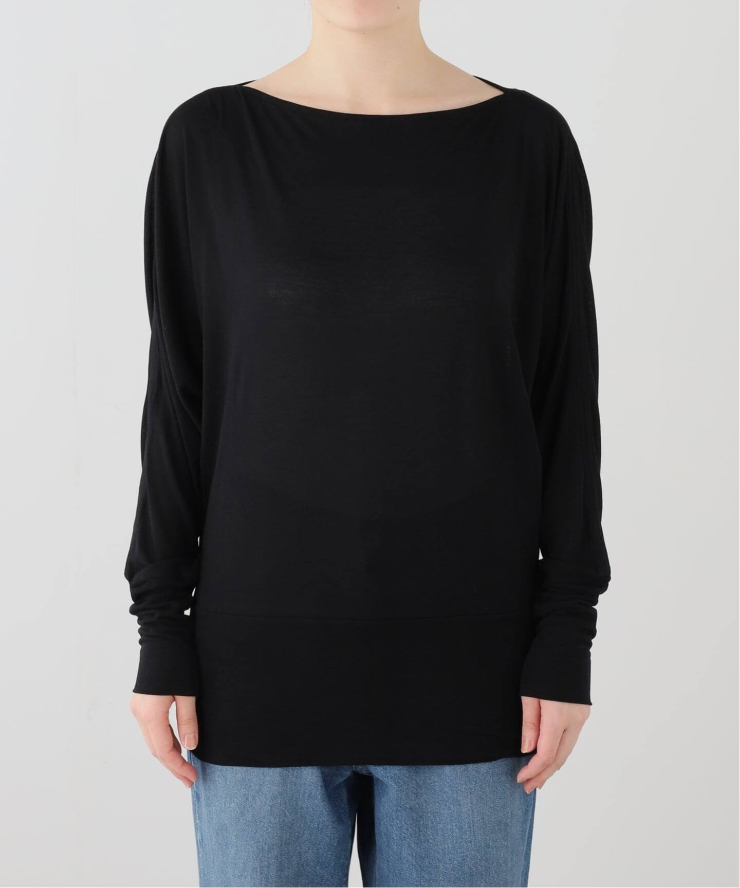☆2019 toteme トーテム　Tシャツ　ブラック　アパルトモン☆ TOTEME/トーテム】 BOATNECK JERSEY TOP（Tシャツ／カットソー）｜L